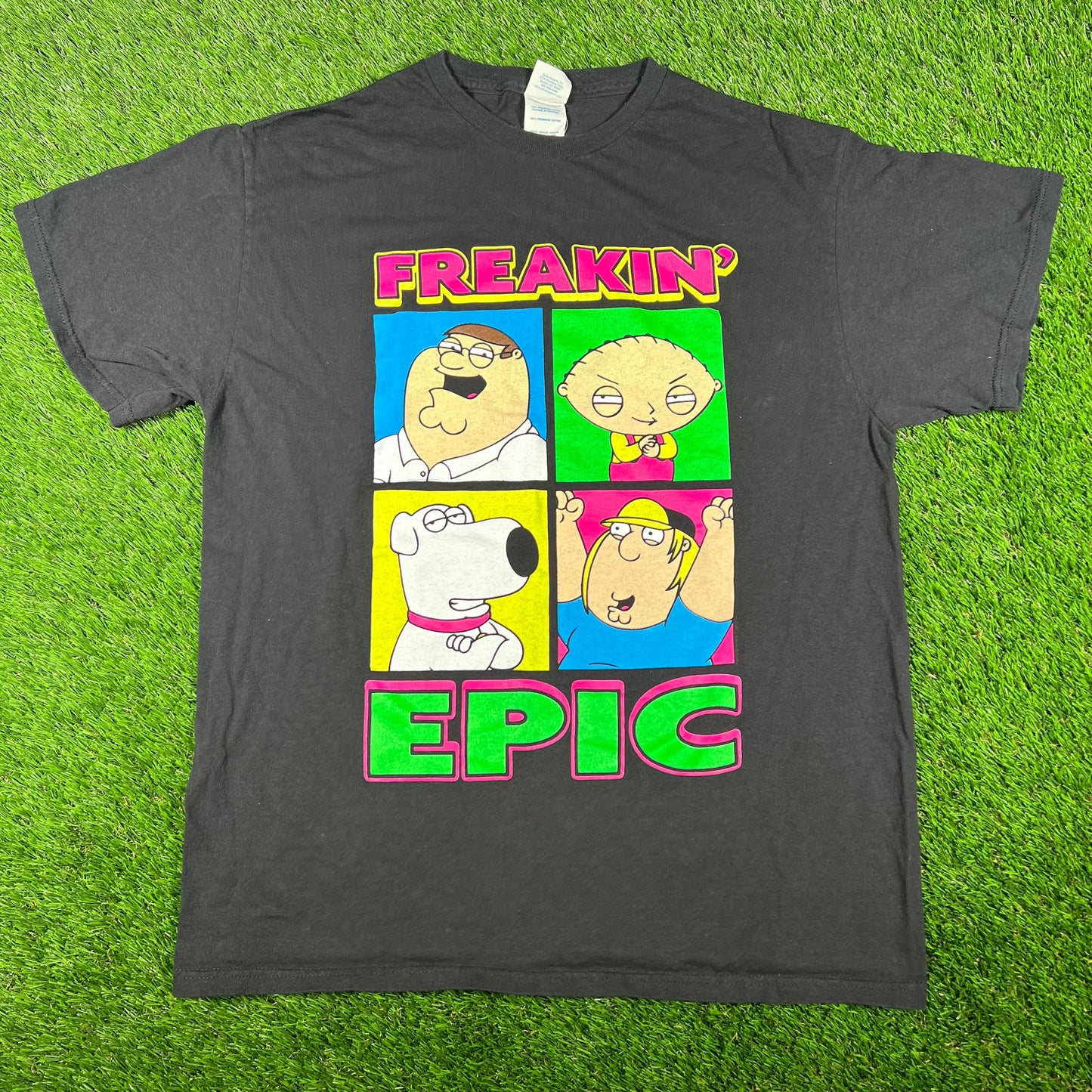 Y2K Family Guy "Freakin Epic" Black Tee Size Large USED v16861