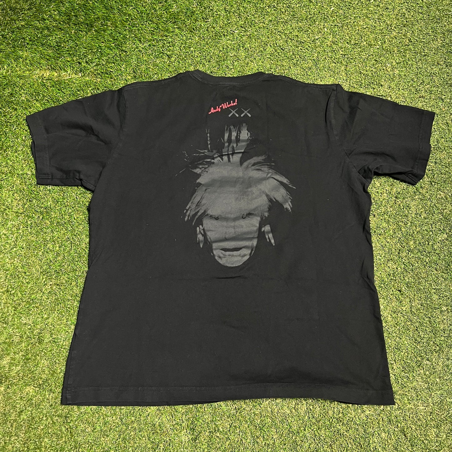 Kaws Andy Warhol Uniqlo Black Tee Size Large USED v16511