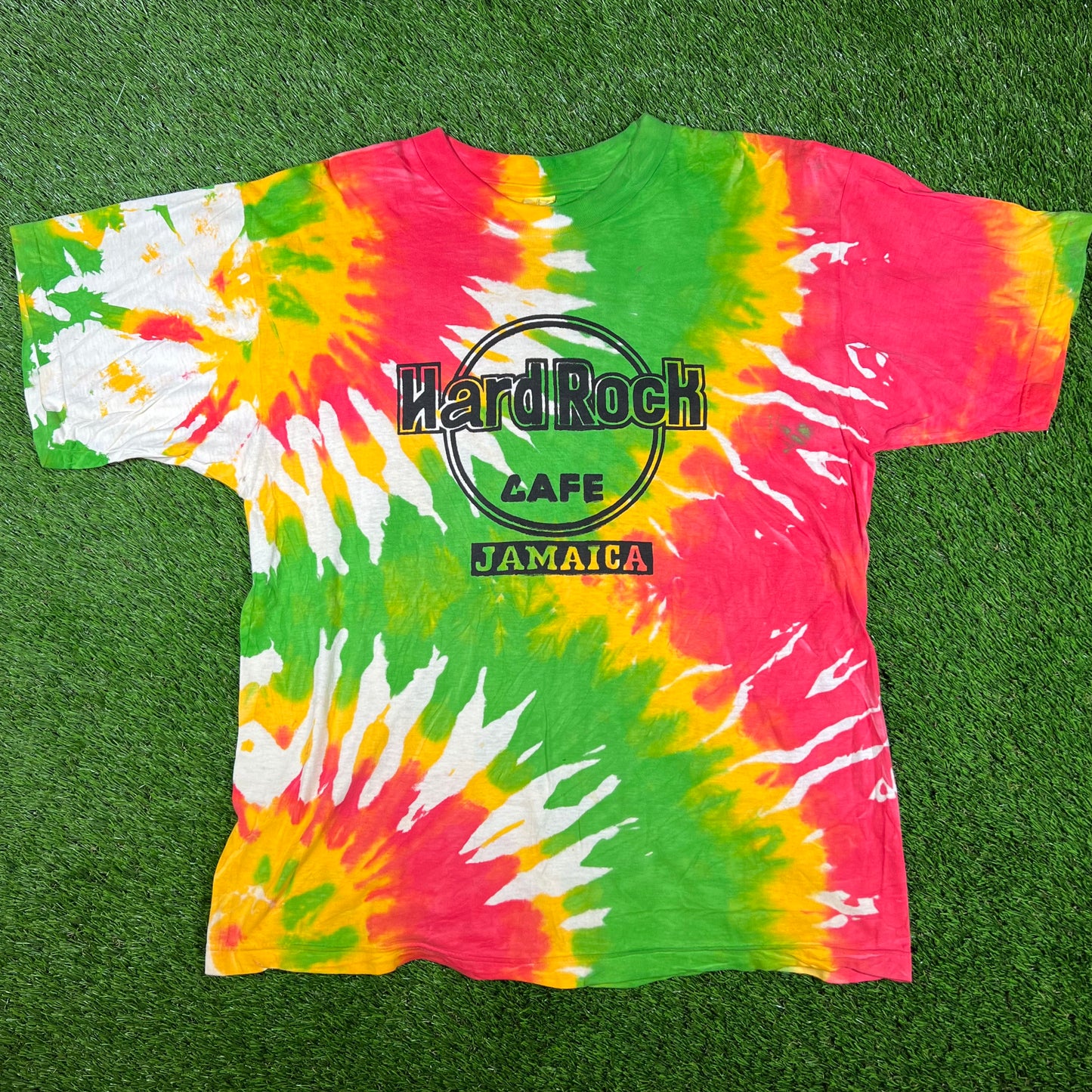 1990s Tie Dye Hard Rock Jamiaca Tee Size Large USED v16606