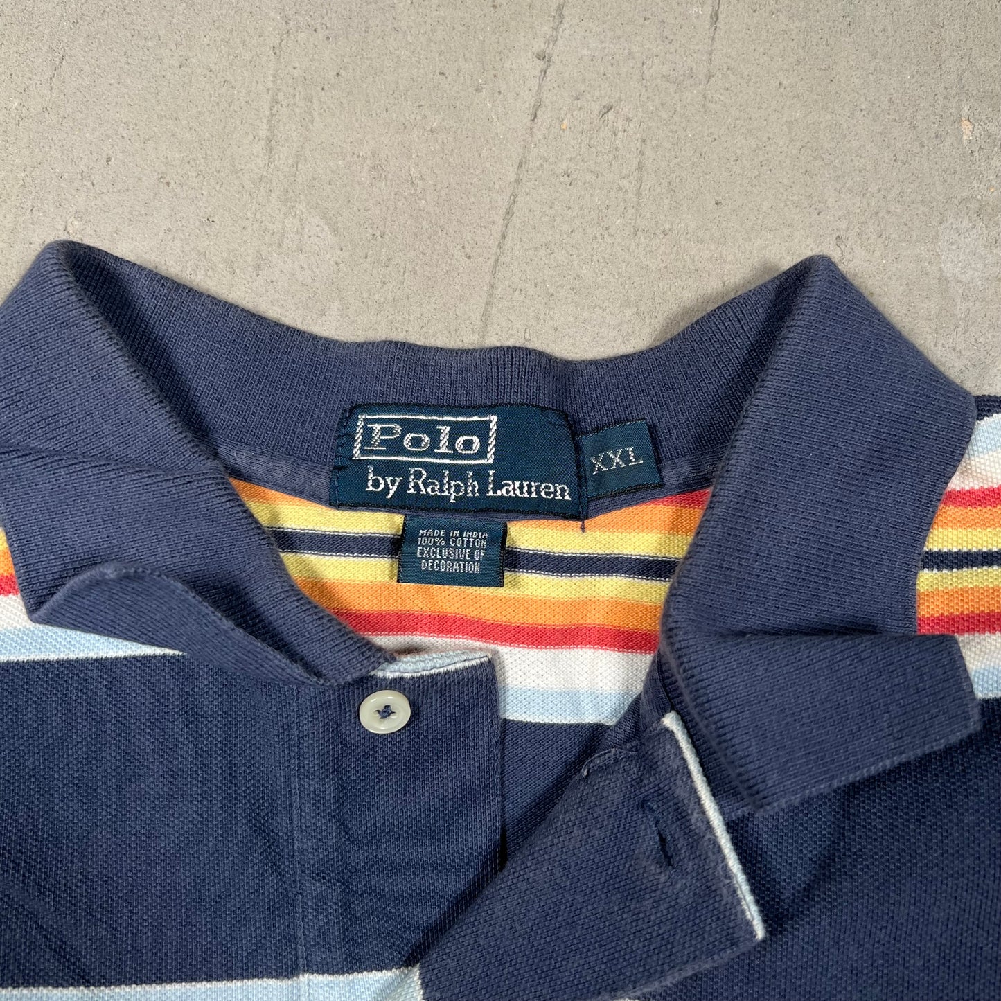 Y2K Polo Ralph Lauren Primary Striped Short Sleeve Polo Size XXL USED v19352