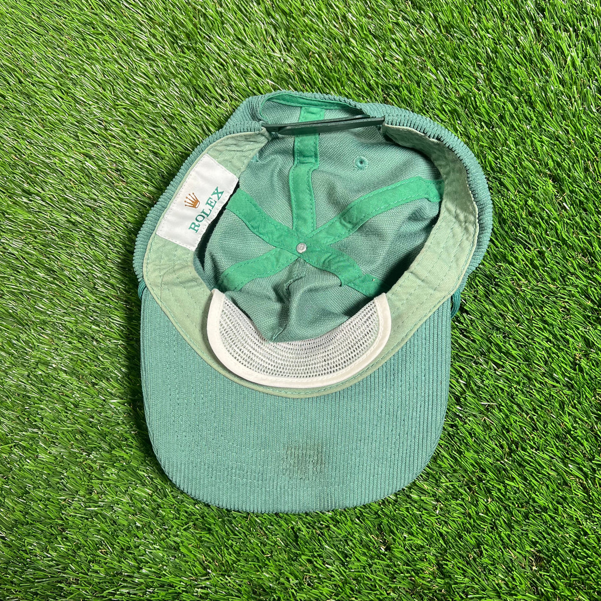 1980s Rolex Green Corduroy Snap Back Hat USED v18210