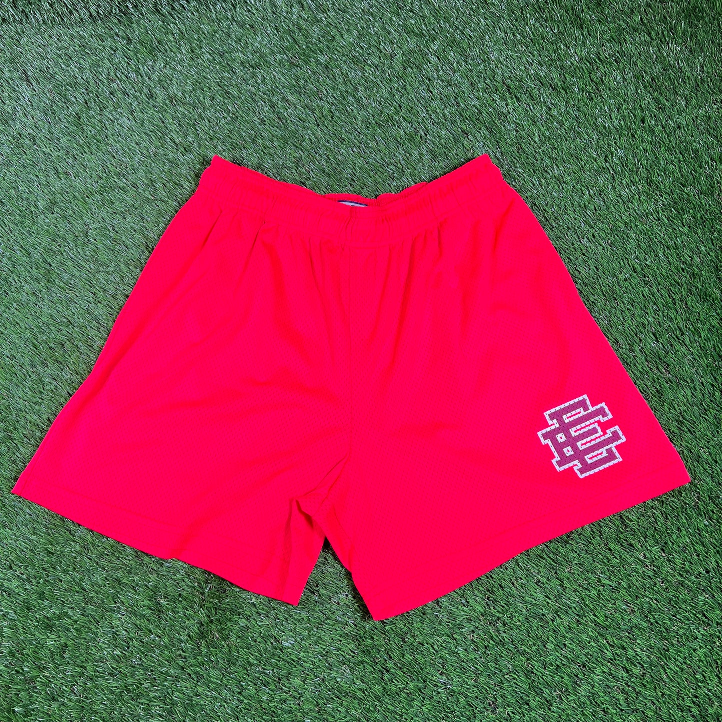Eric Emanuel Maroon Logo Bright Red Shorts Size XXL USED x14629