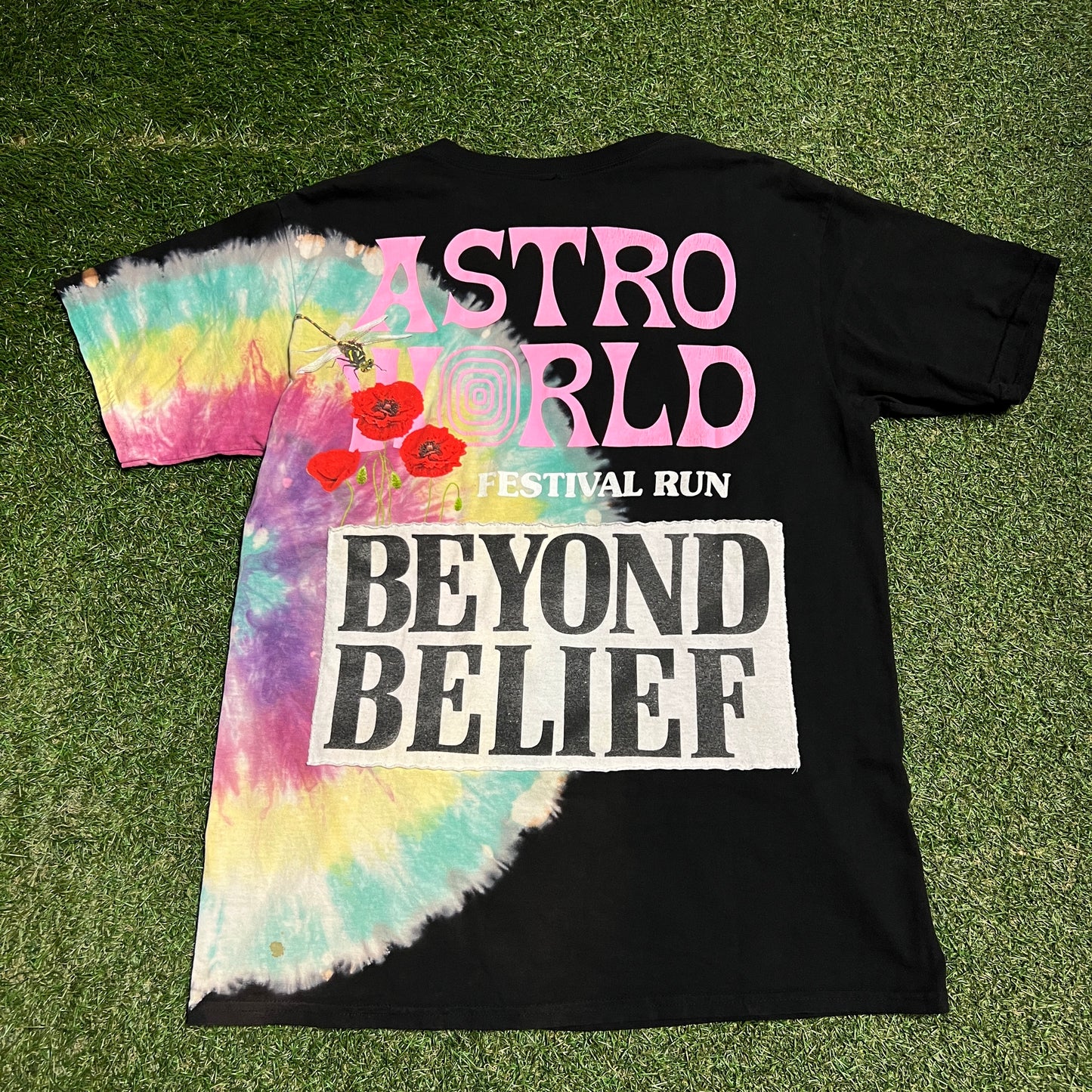 Travis Scott You May Experience Turbulence Tie Dye Tee Size Large USED x13349