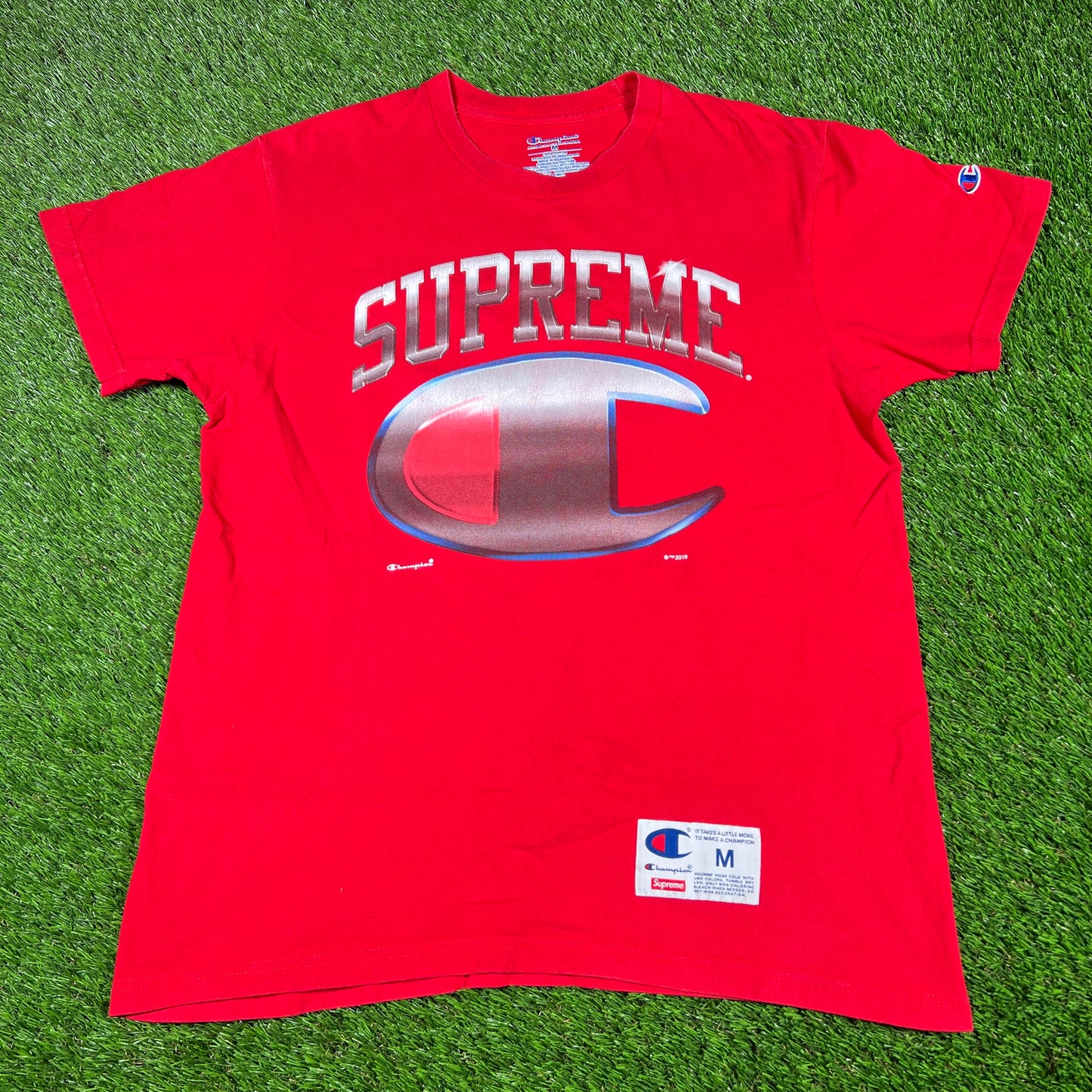 Supreme Champion C Red Tee Size Medium USED x14598