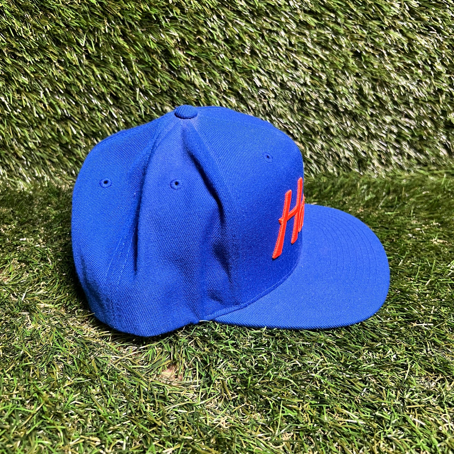 Mitchell & Ness Orange Harlem Logo Blue Hat One Size USED v15998