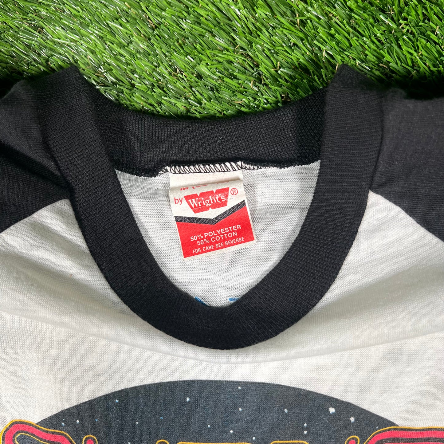 1982 Journey Escape Meadowlands Concert White/Black Baseball Tee Size Medium USED v16629