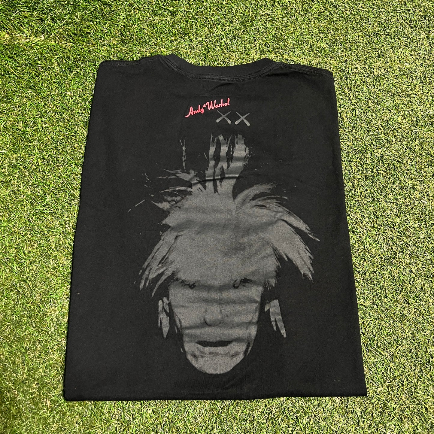 Kaws Andy Warhol Uniqlo Black Tee Size Large USED v16511