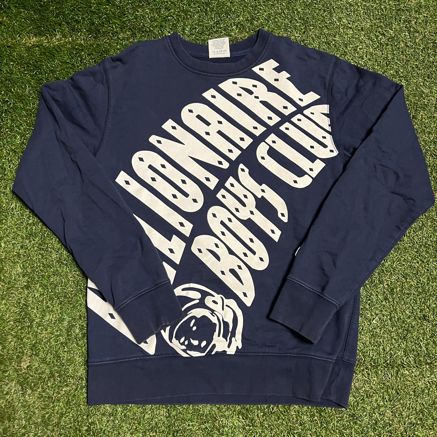 Billionaire Boys Club Chest Spellout Navy Crewneck Size Small USED x13722