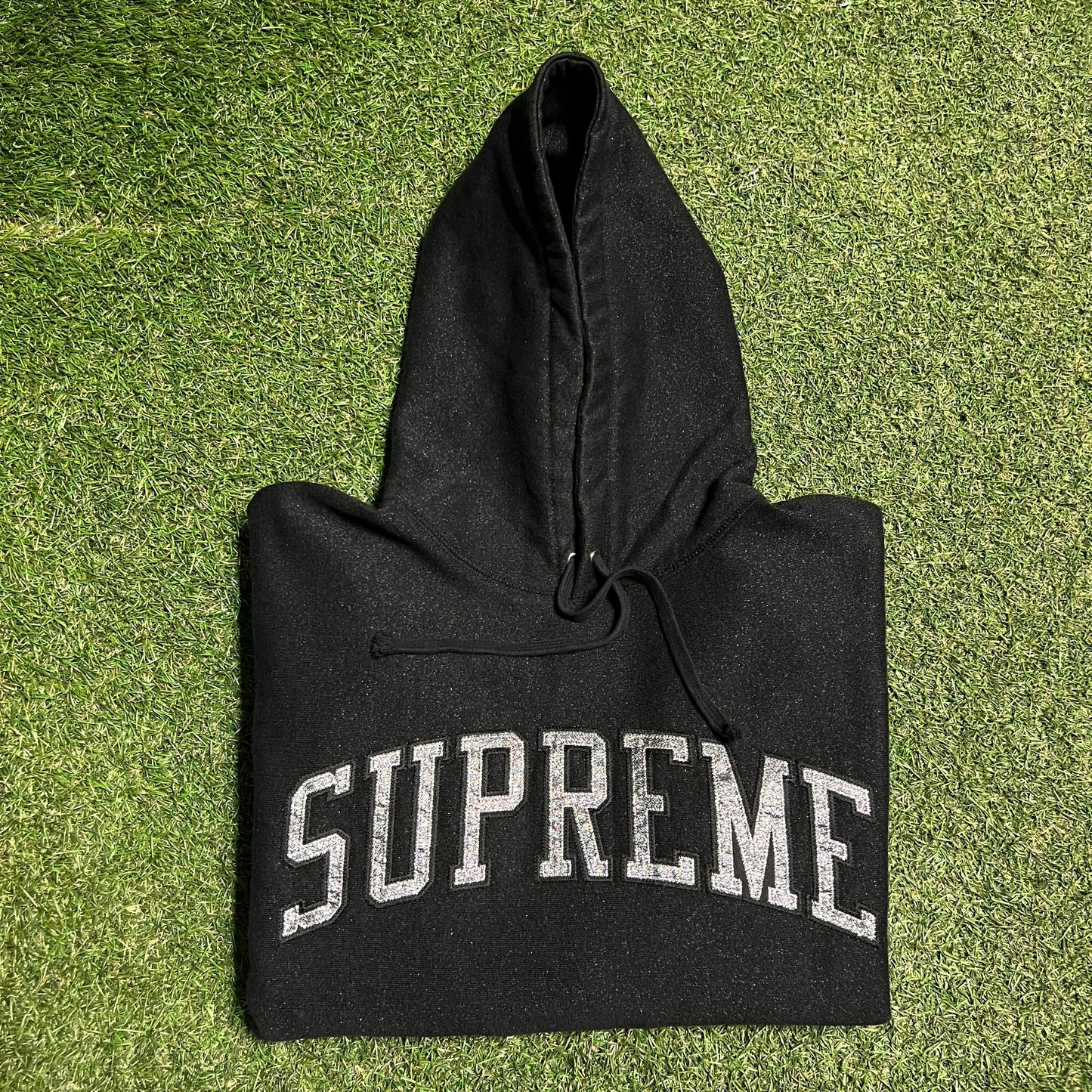 Supreme Glitter Arc Black Hoodie Size Small USED x14147