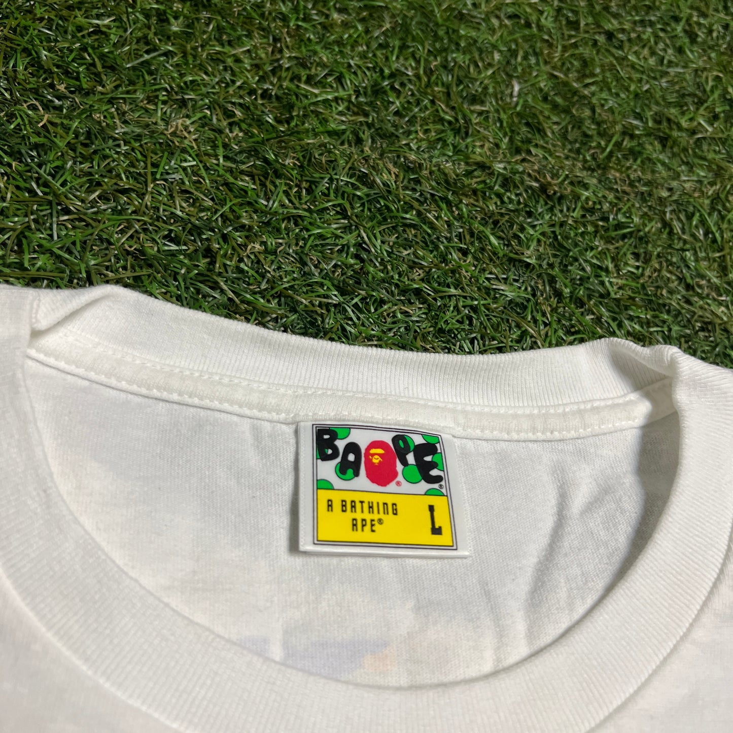 A Bathing Ape New Jersey Bape White Tee Size Large USED x14006
