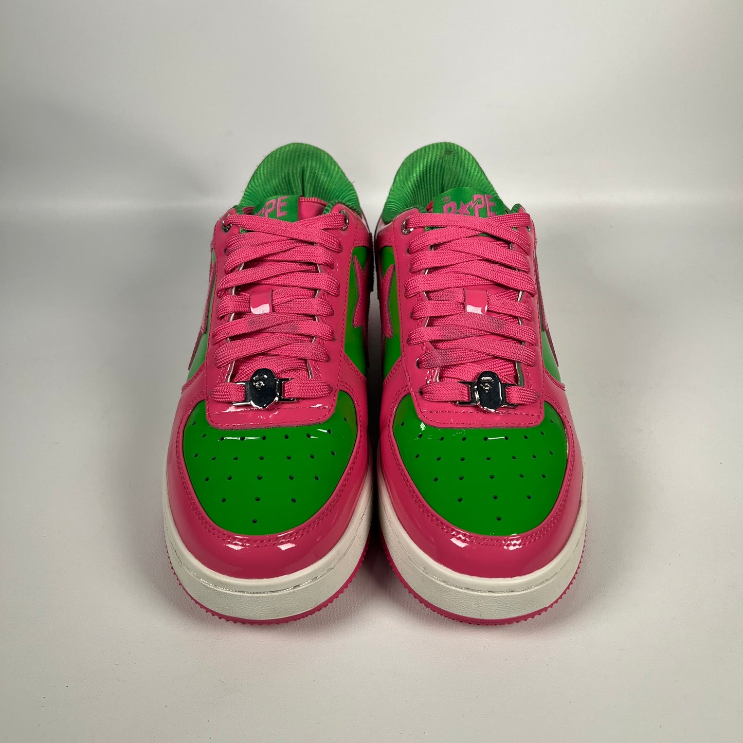 Bathing Ape Bapesta Pink and Green Size 8 USED s17919