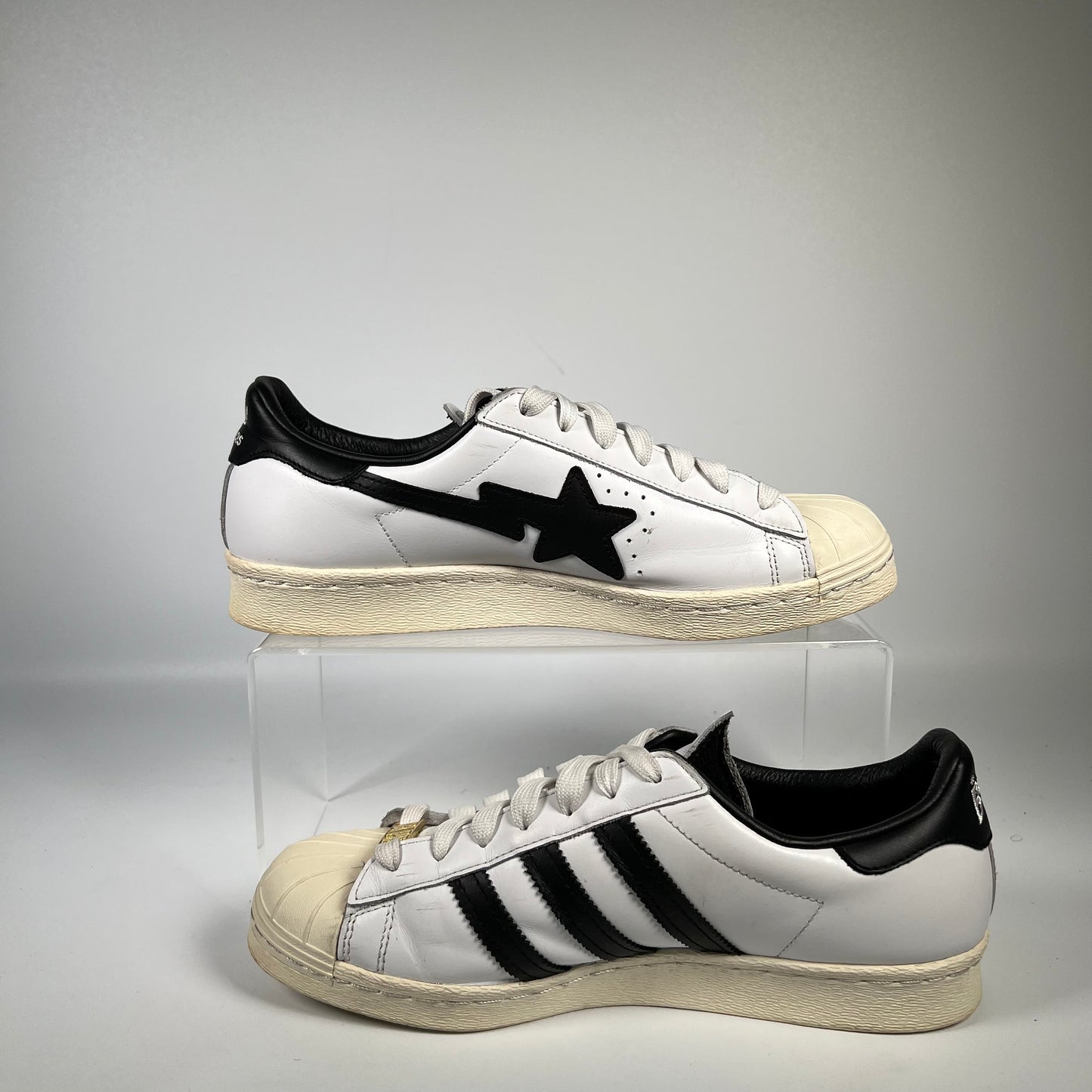 Adidas x Bape Superstar 80s White Black (2021) Size 7.5 USED s17838
