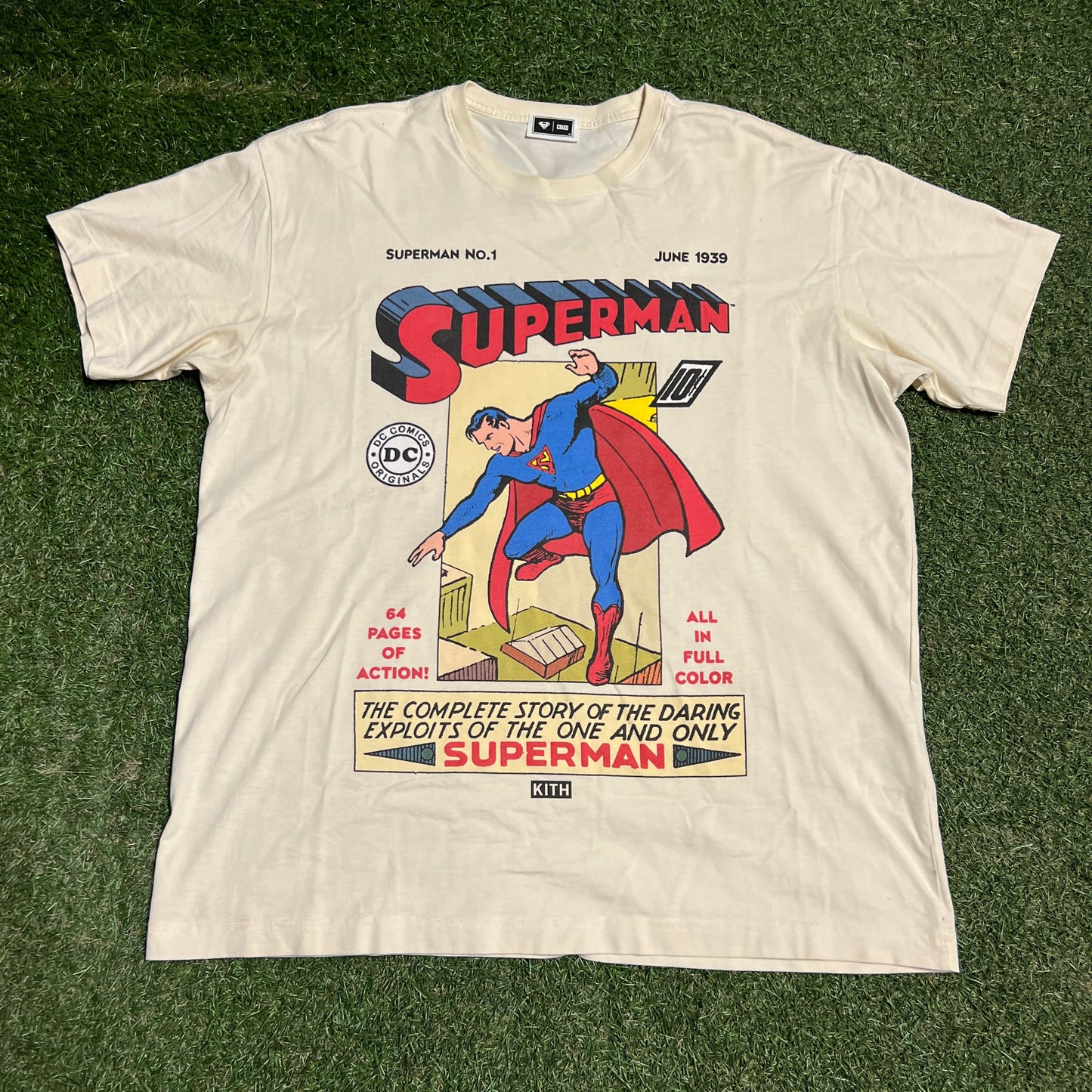 Kith x Superman "No. 1" Cream Tee Size Medium USED x14115