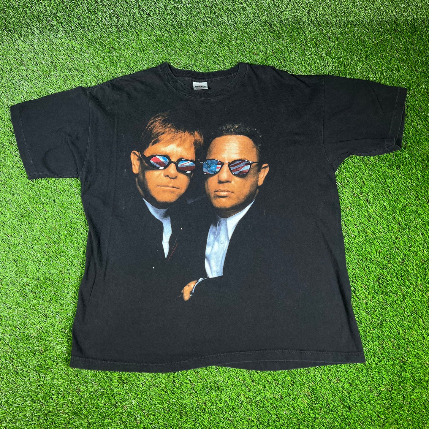 1994 Billy Joel and Elton John Black Tour Tee Size XL USED v16640