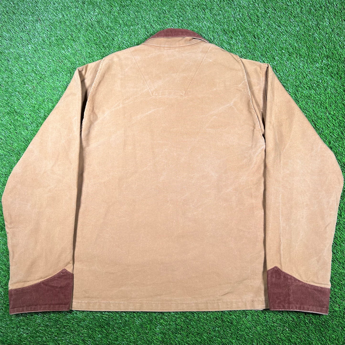 Y2K Carhartt Brown Tan Light Jacket Brown Collar Size XL USED v17068