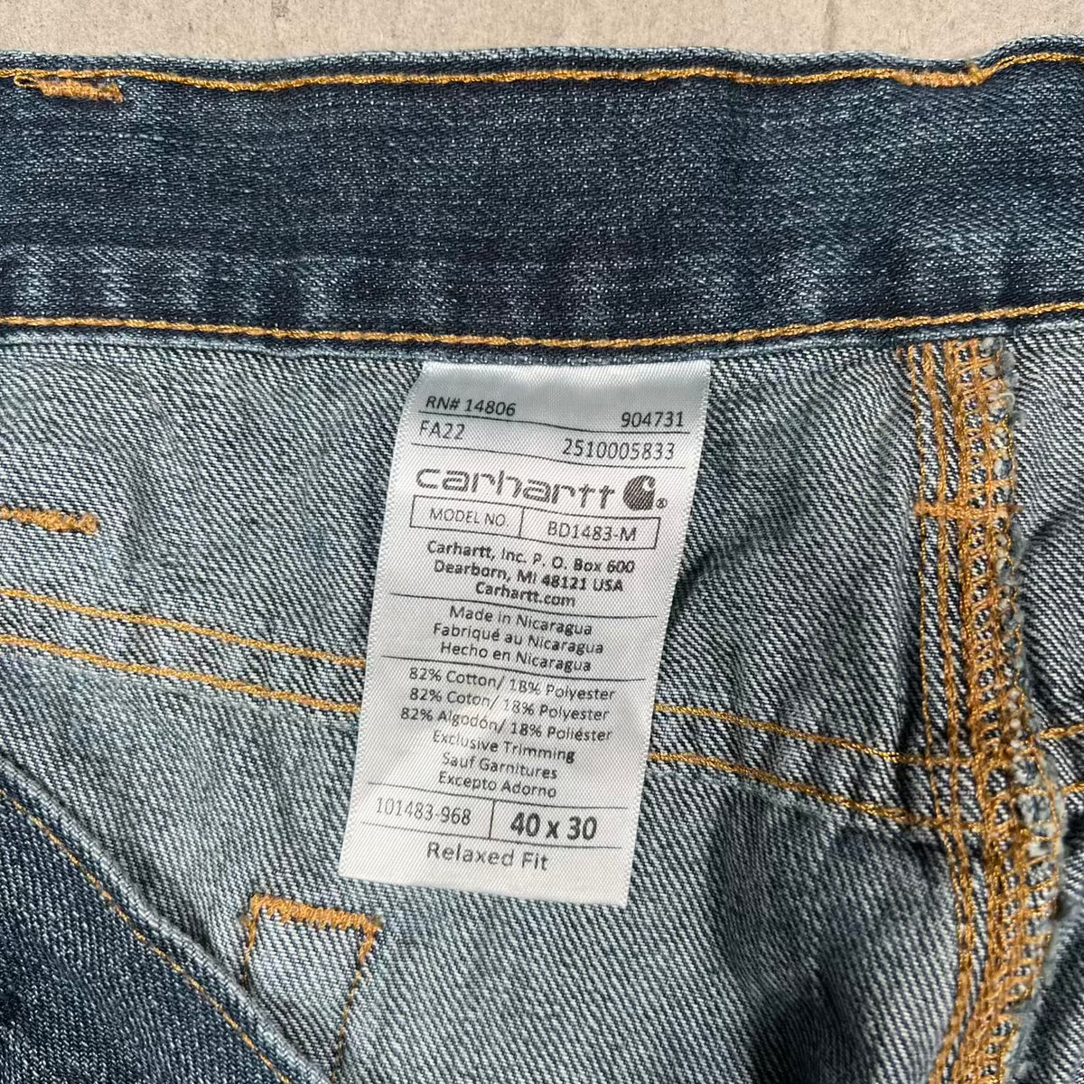Carhartt Dark Blue Jeans Size 40x30 USED v20362