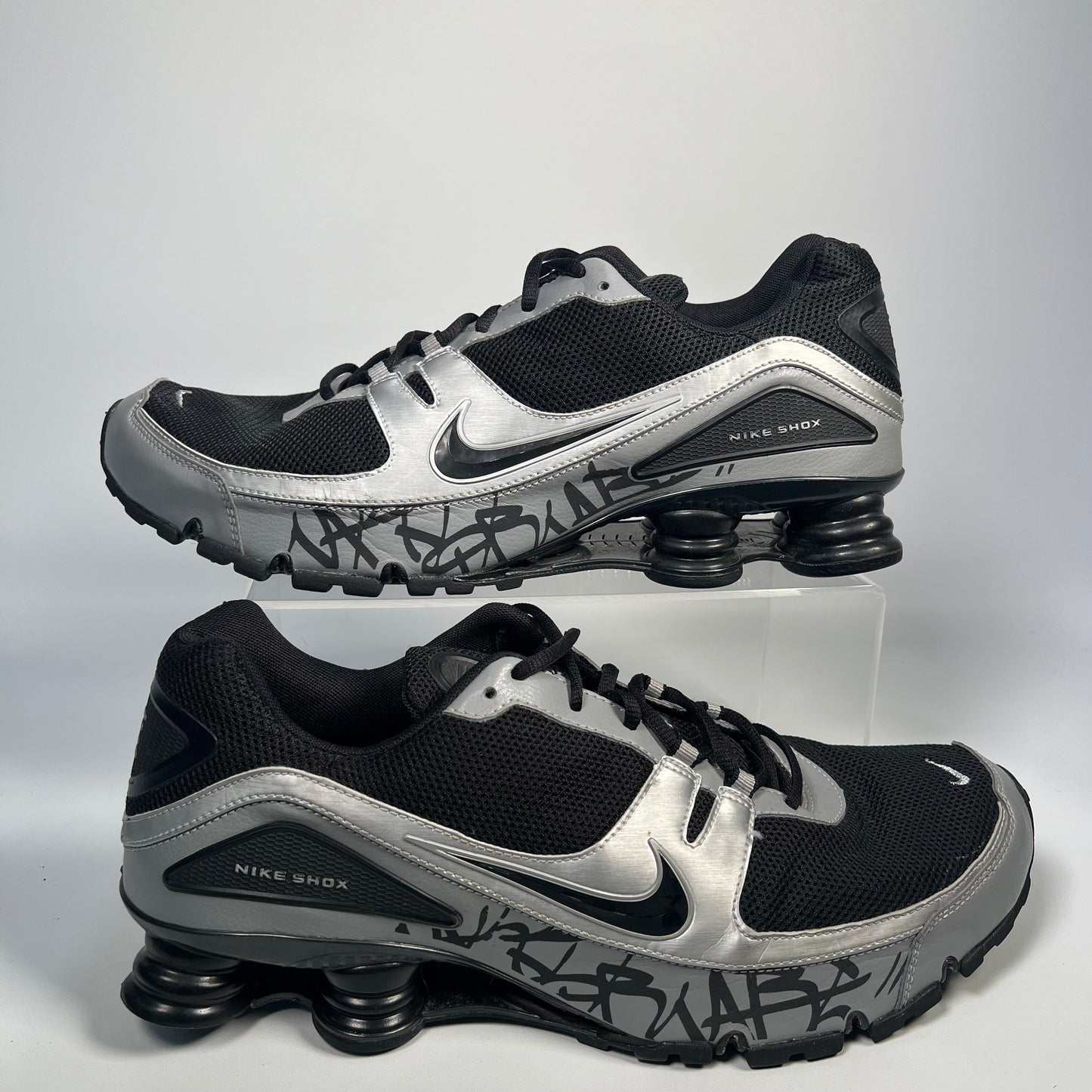 Nike Shox Black/Silver Graffiti (2007) Size 14 USED s17673