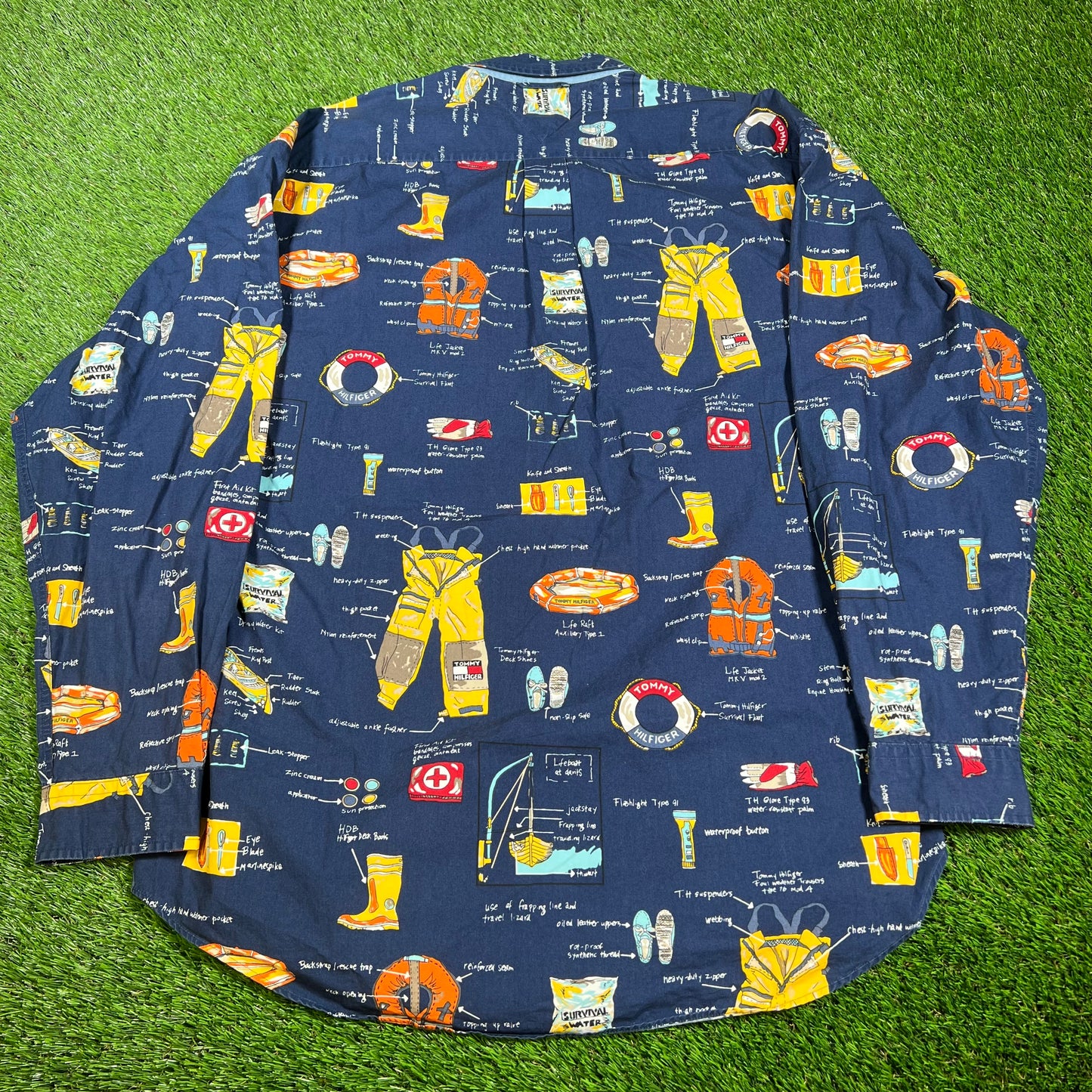 Tommy Hilfiger Nautical AOP Navy Button Up Longsleeve Size XL USED v16548