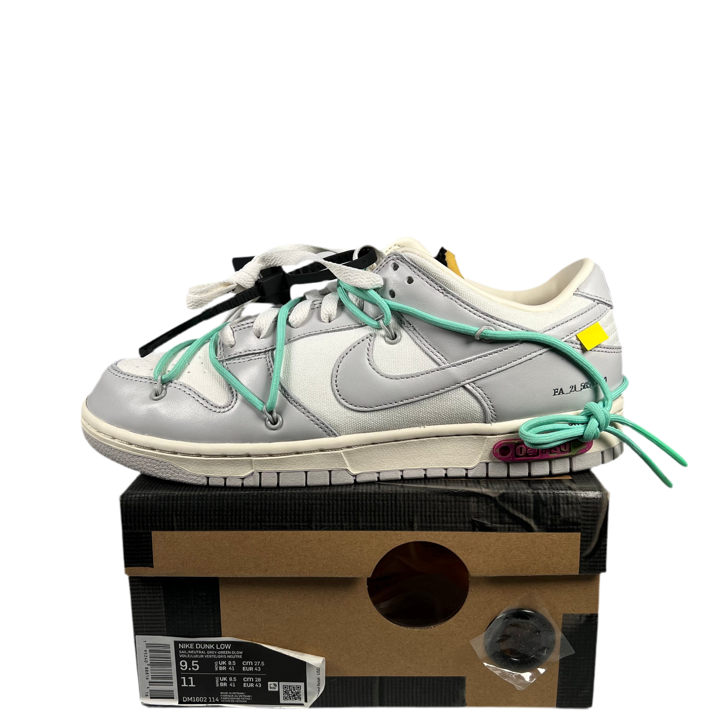 Nike Dunk Low Off White Lot 4 Grey (2021) Size 9.5 NEW s17998