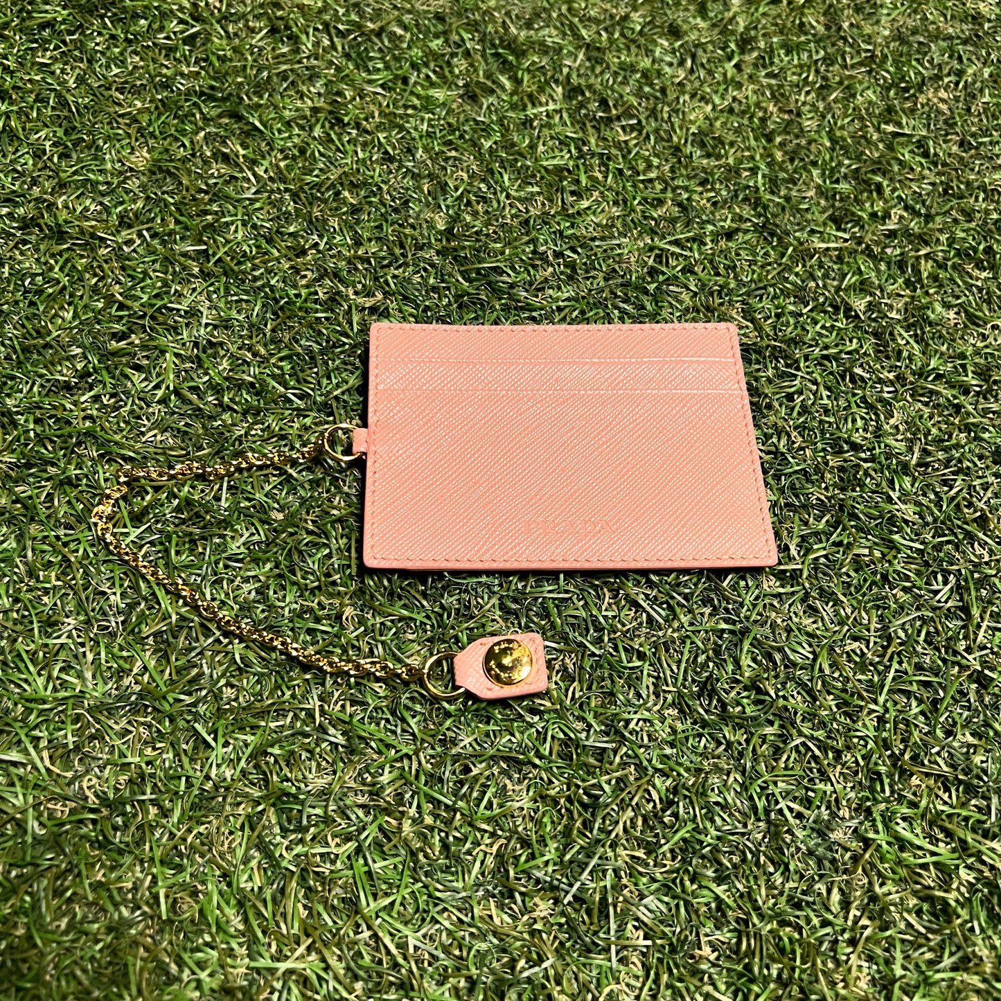 Prada Card Holder Clip On Pink Wallet USED x13988