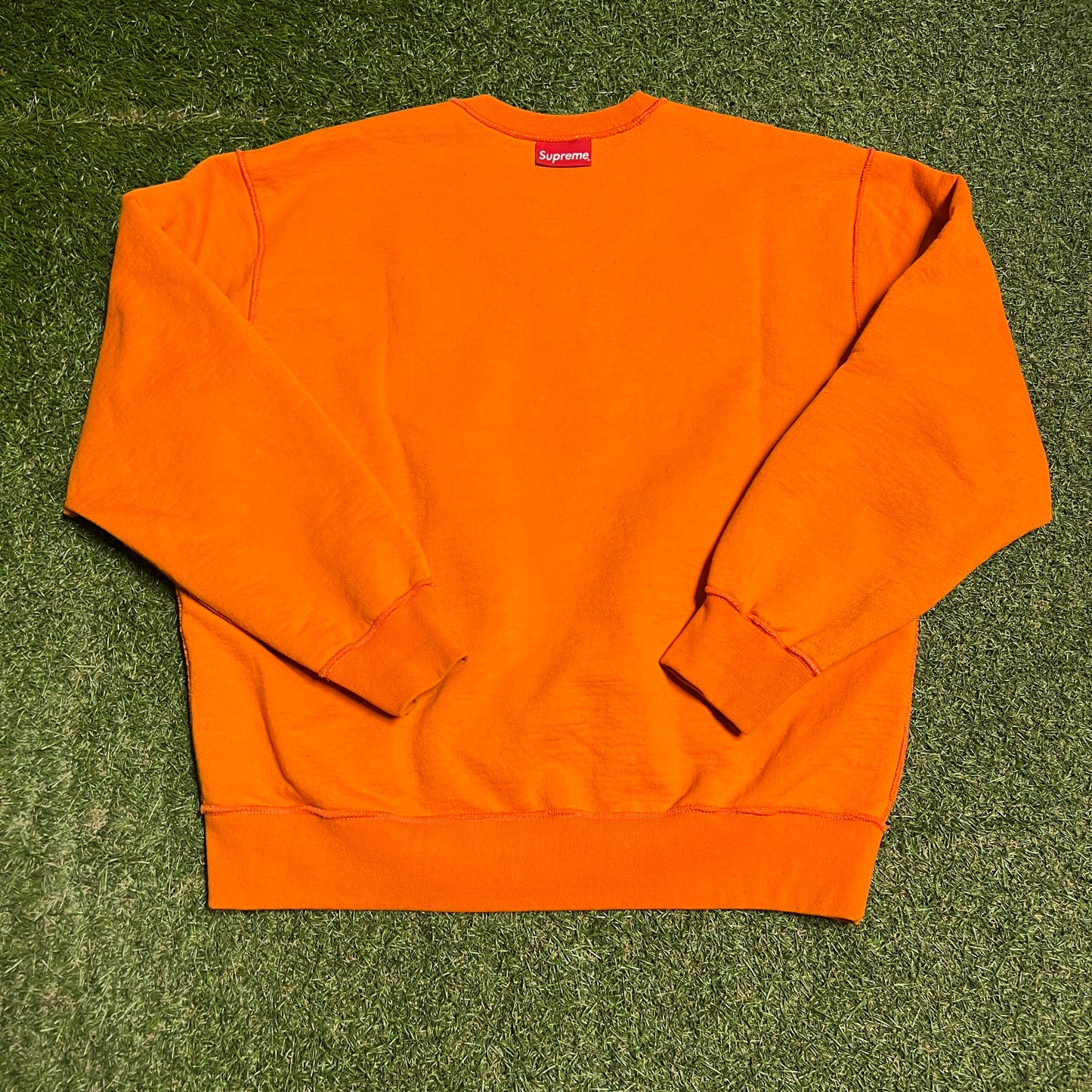Supreme Reversible Repeat Liner Orange Crewneck Size Medium USED x13924