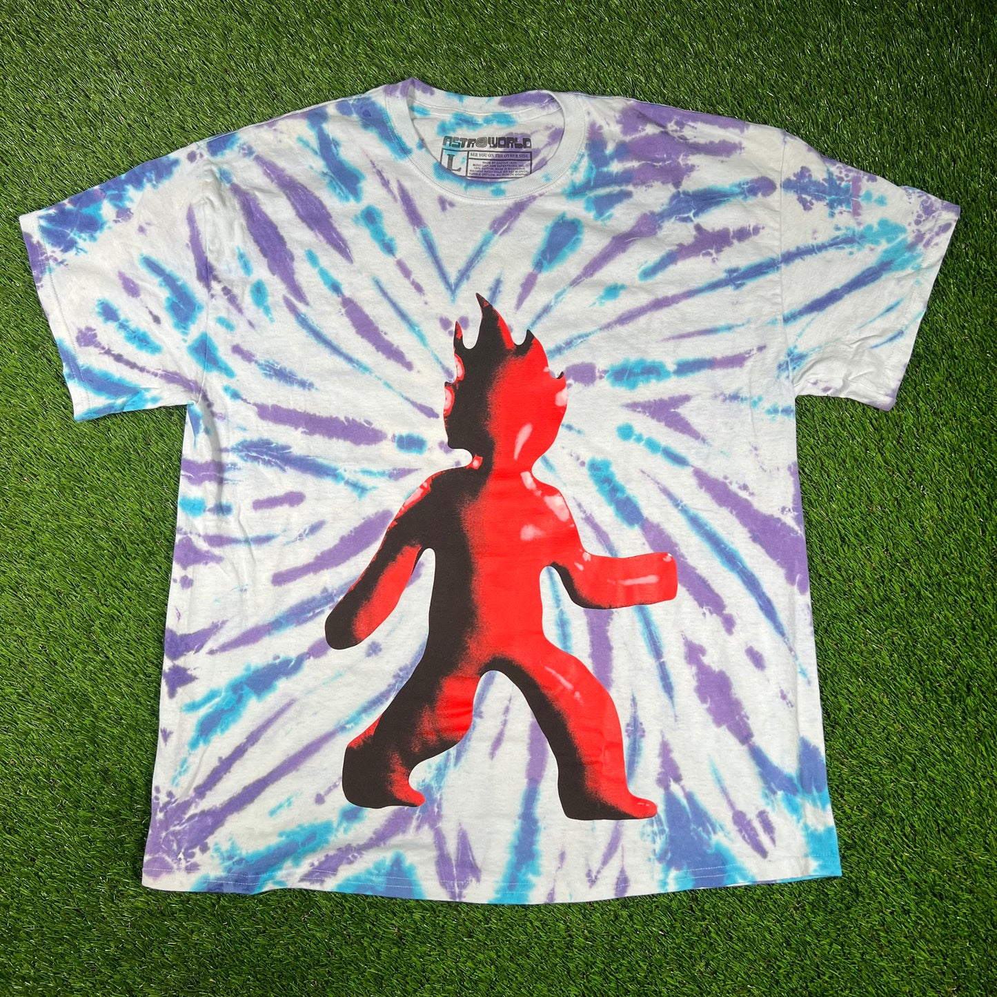 2021 Astroworld Fest Fire Head Tie Dye Tee Size Large USED x14570