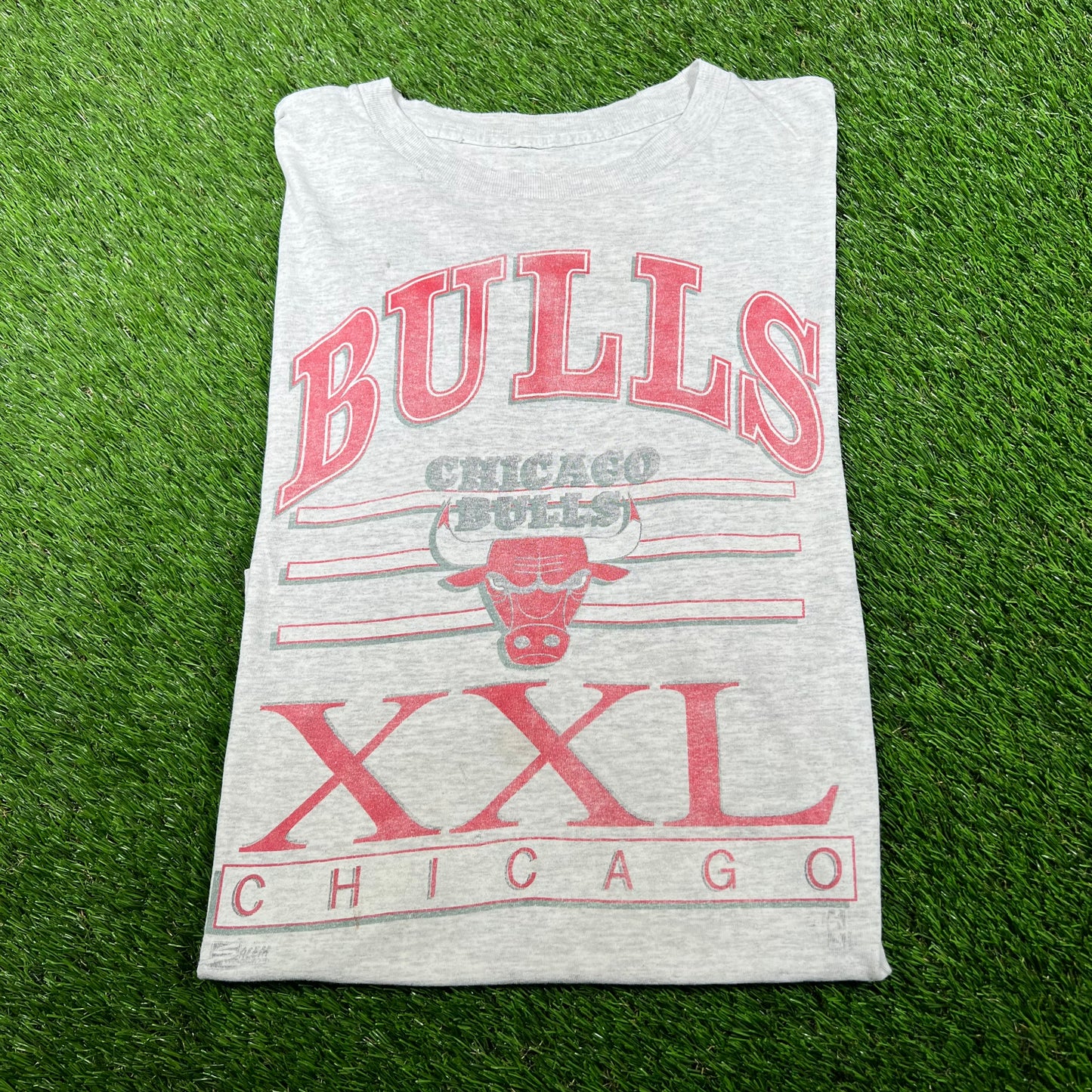 1990s Chicago Bulls XXL Salem Tag Grey Tee Size XL USED v16740