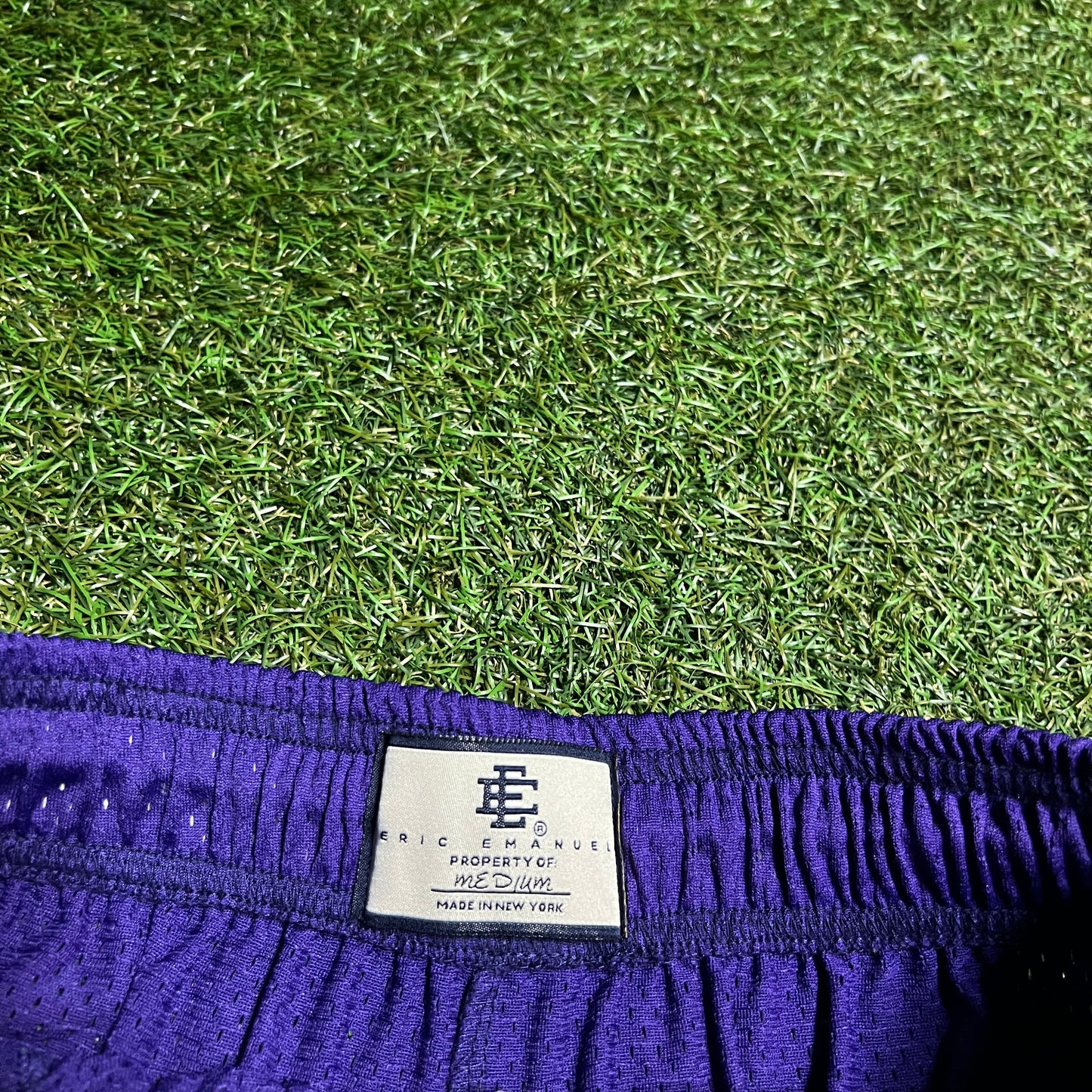 Eric Emanuel Purple Logo Purple Lightning Bolt Shorts Size Medium USED x14113