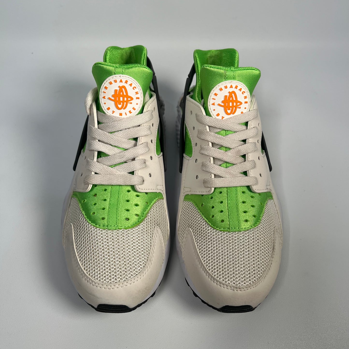 Nike Air Huarache Action Green Vivid Orange White Size 8.5 USED s17599