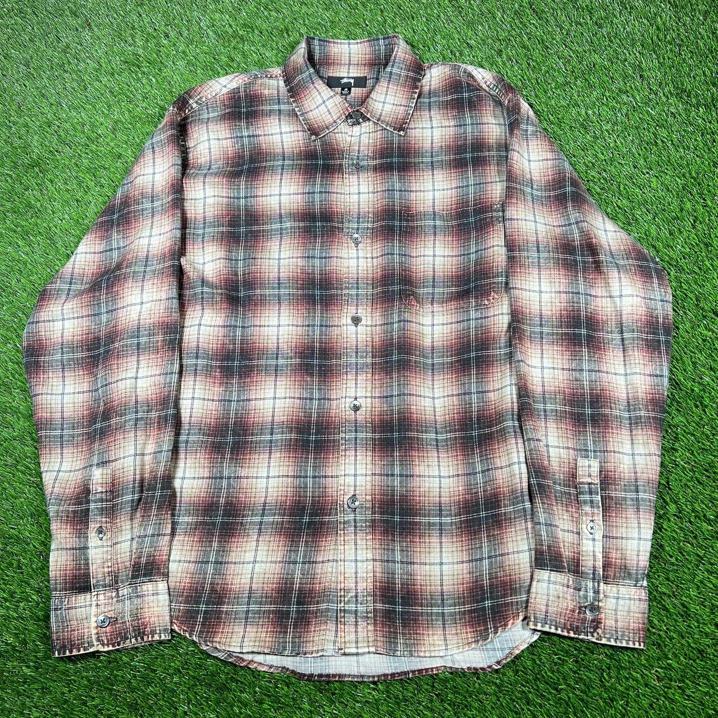 Stussy June Plaid Shirt Size Medium USED x14785