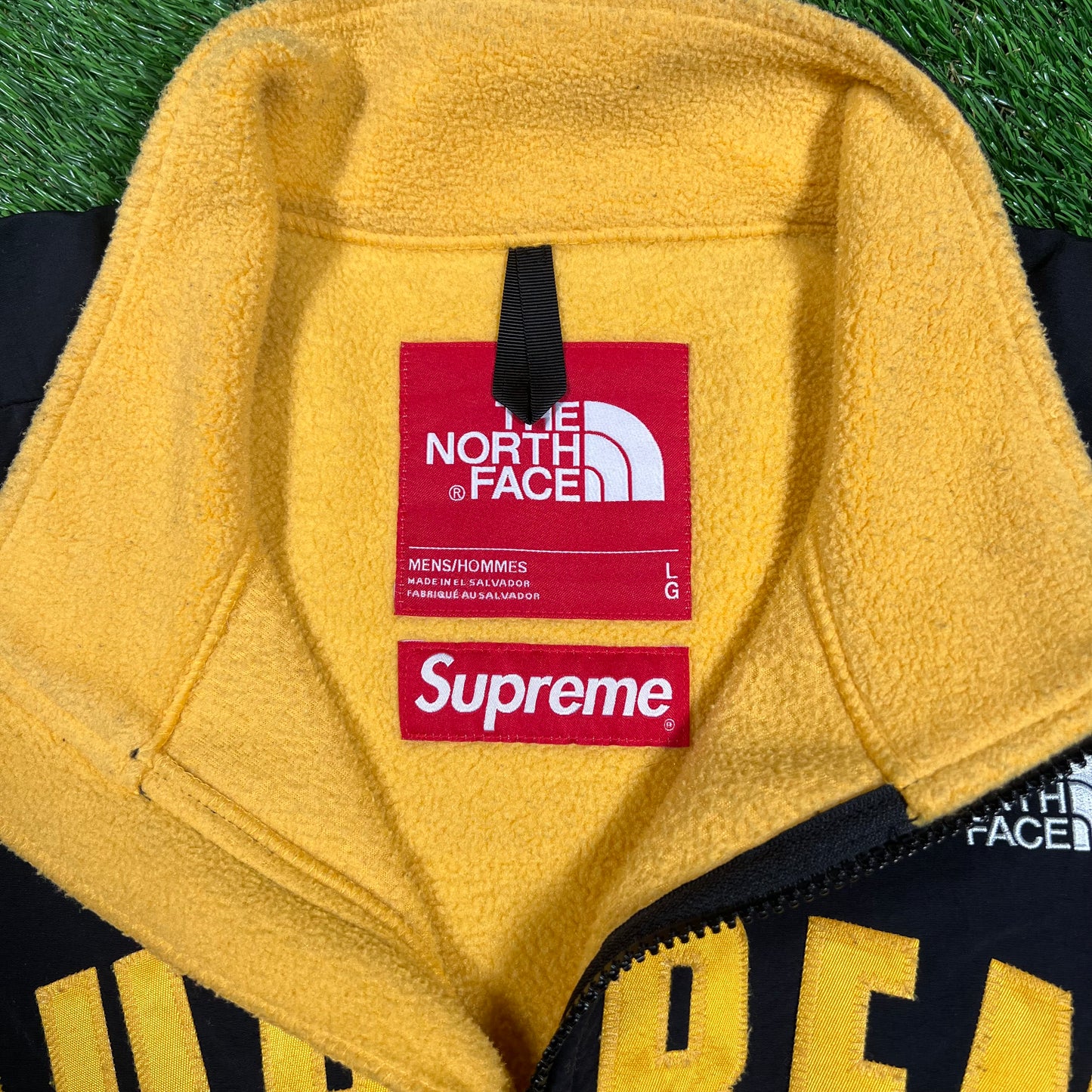 Supreme North Face (2019) Arc Logo Denali Yellow Fleece Size Large USED x15939