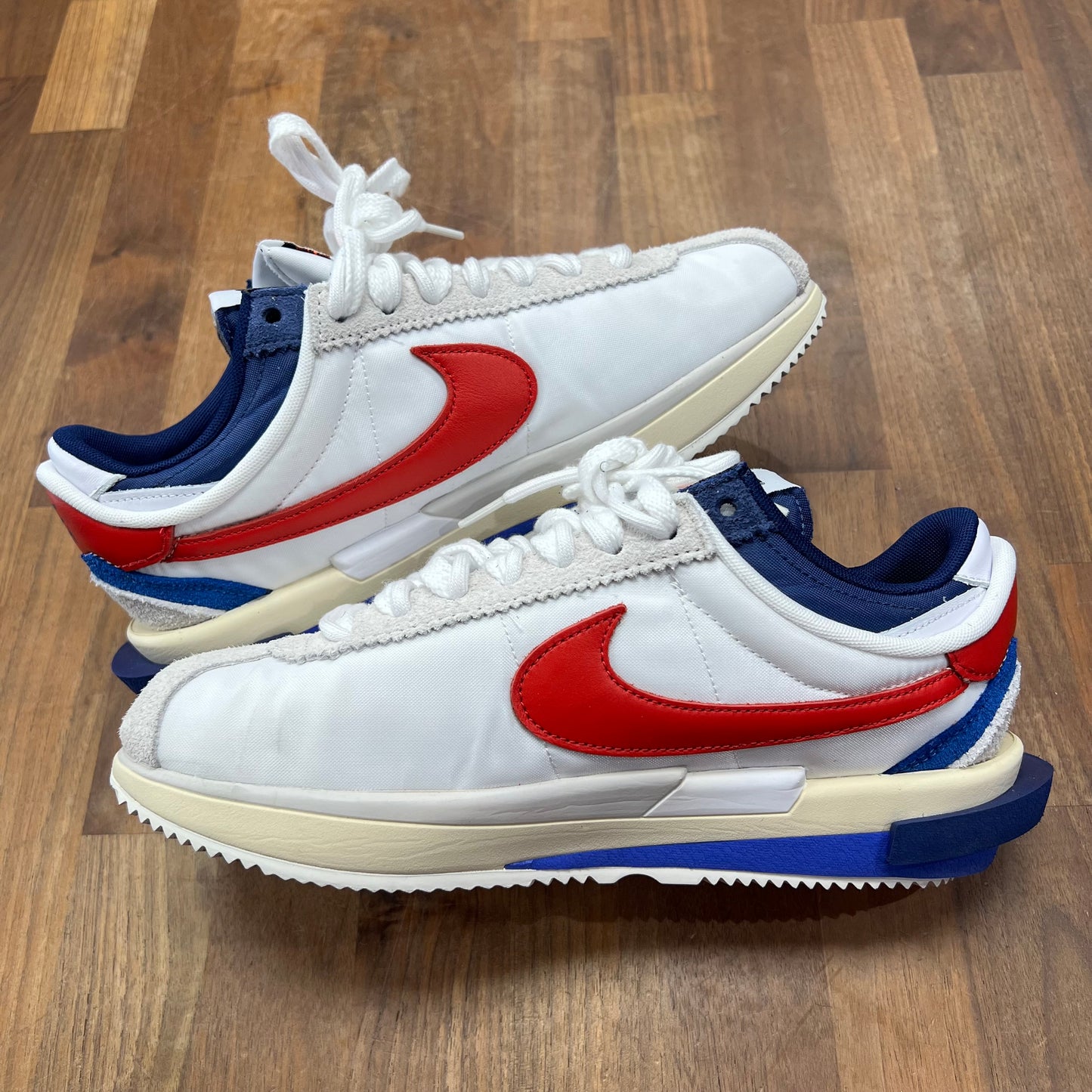 Nike Zoom Cortez SP Sacai White University Red Blue Size 9 USED S17128