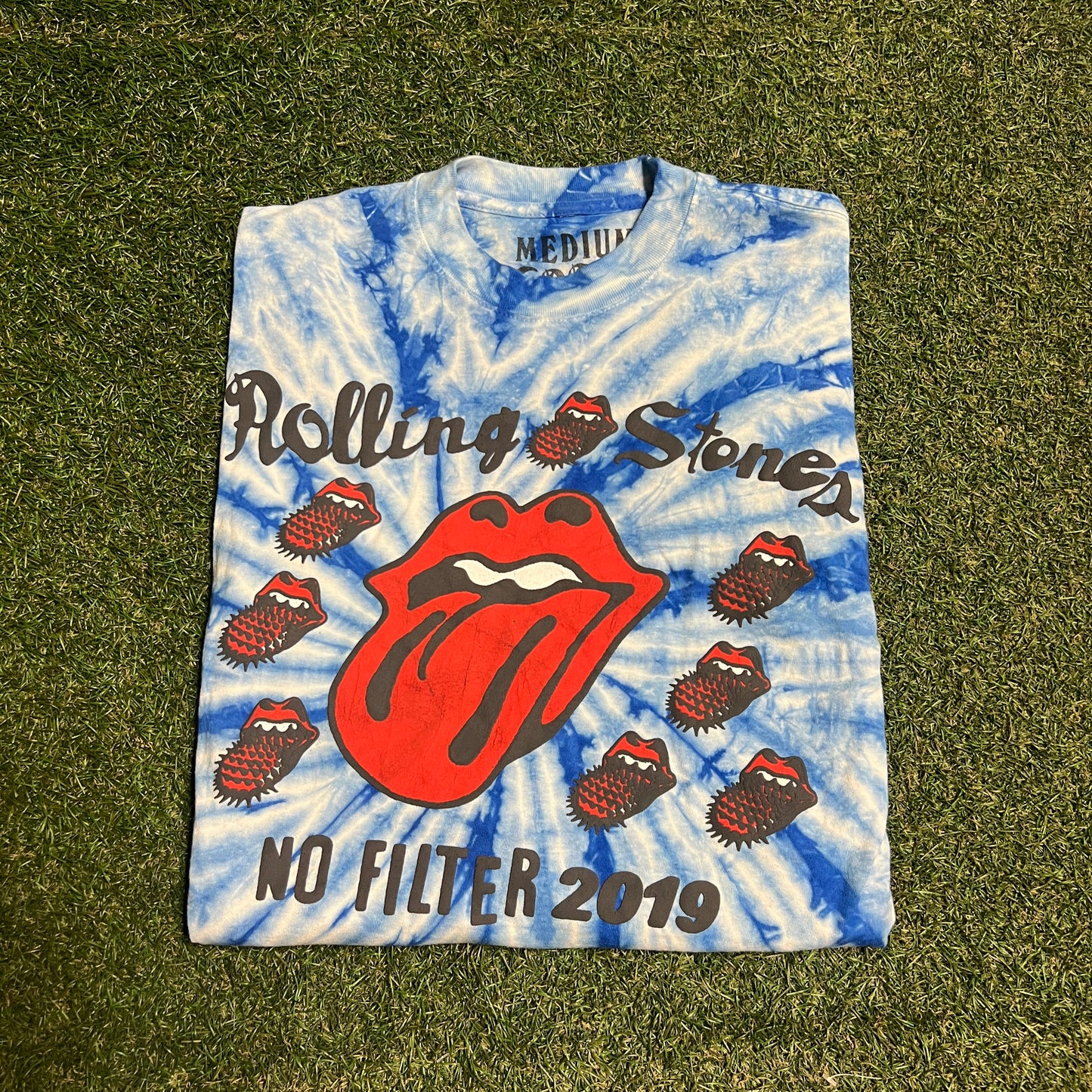 CPFM Rolling Stone Blue Tie Dye Tee Size Medium USED x13306