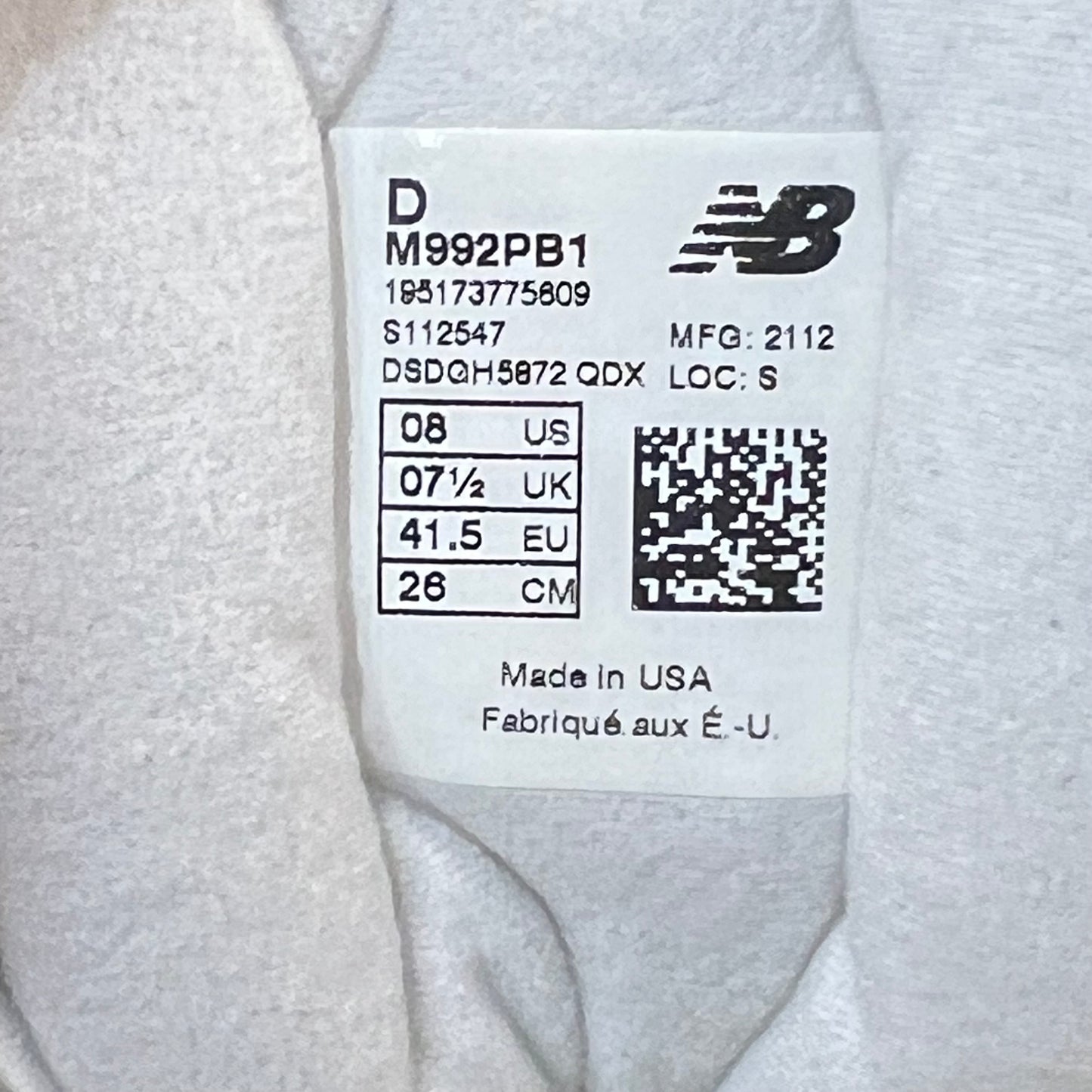 New Balance 992 PaperBoy Fried Egg (2021) Size 8 NEW s18549