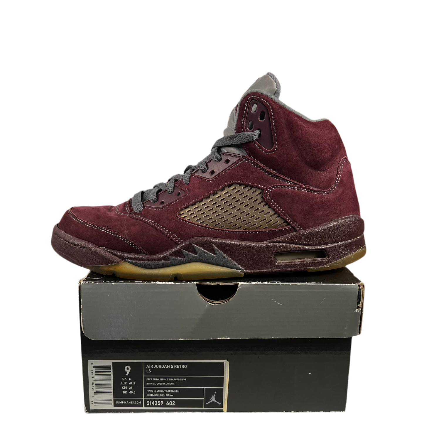 Jordan 5 Burgundy (2006) Size 9 USED s18248