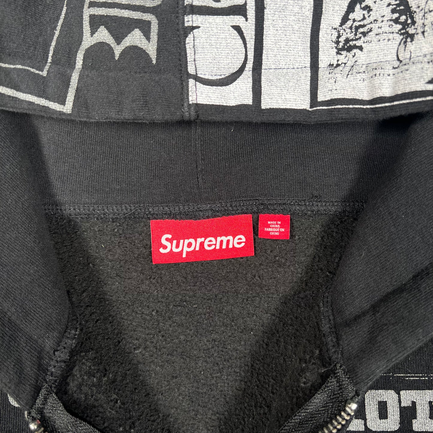 Supreme Collage Purple/Black Zip Up Hoodie Size XL USED x17292