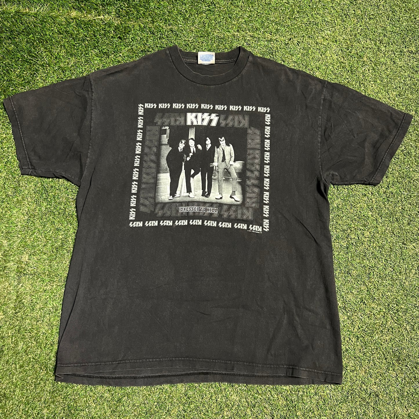 2001 Kiss Dressed to Kill Black Band Tee Size XL USED v16324