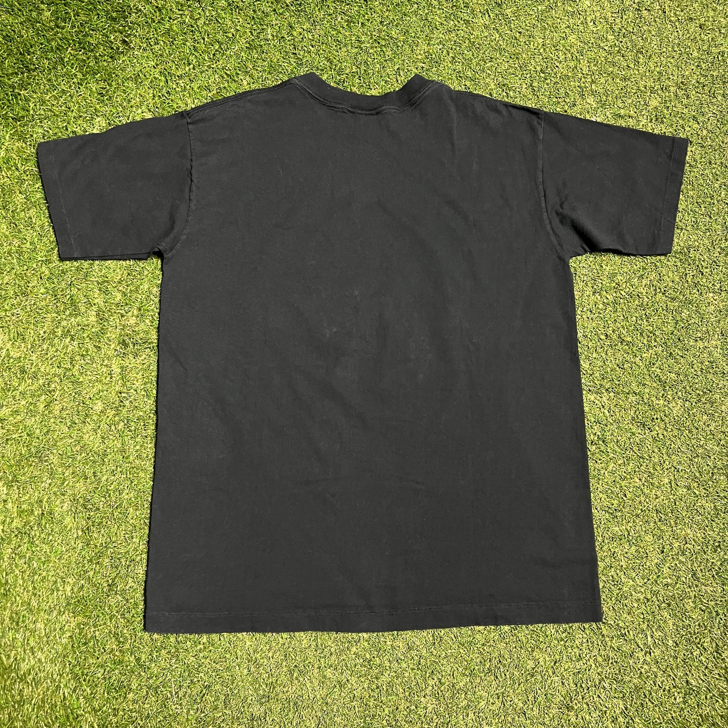1996 Chicago Bulls 4 Time Champs Logo 7 Tag Black Tee Size XL USED v16280