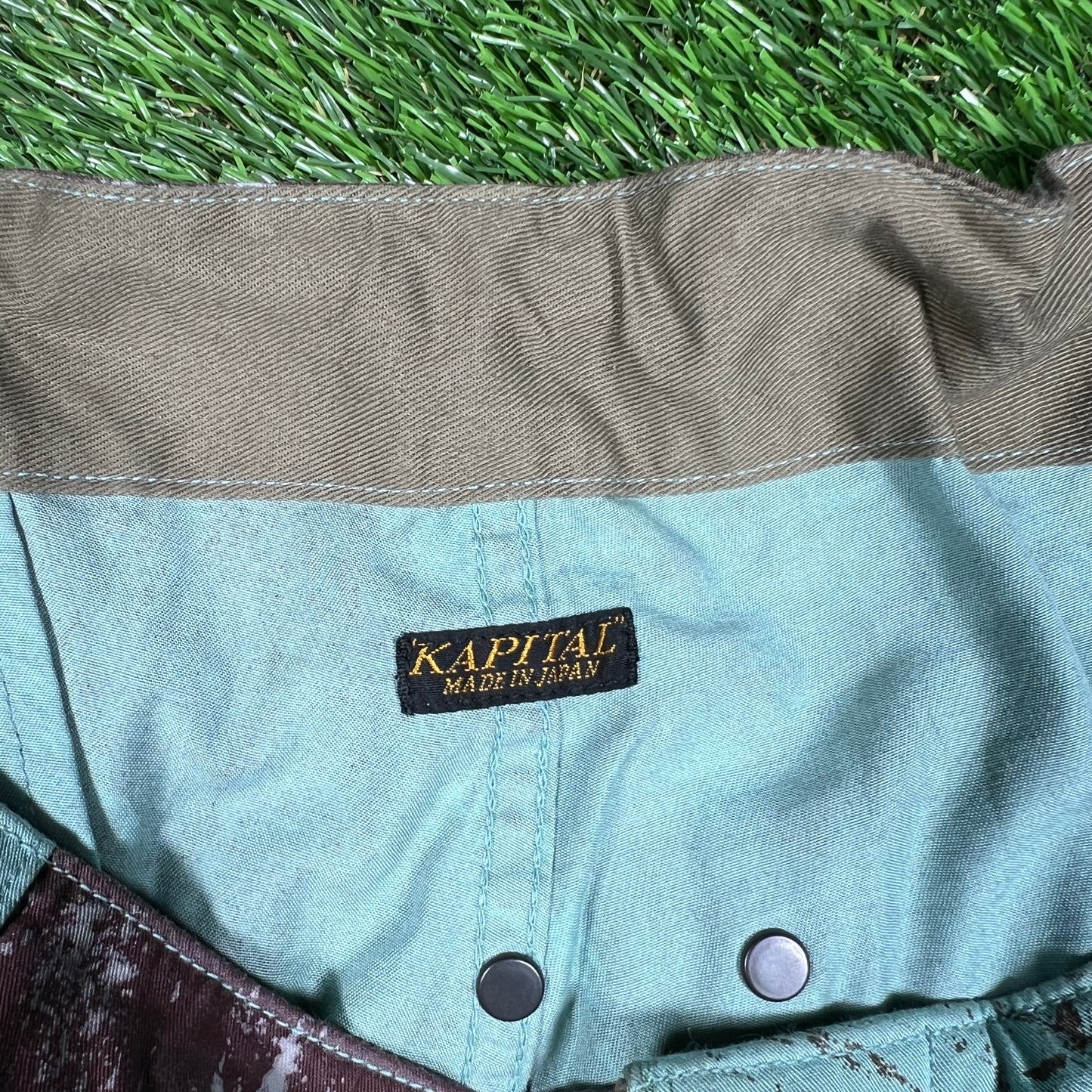 Kapital Combed Burberry Brush Teal Camo Cargo Pants Size 3 (large) USED x14693