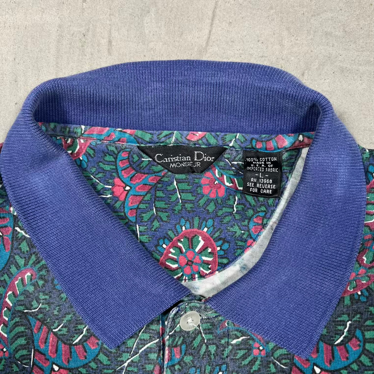 1990s Christian Dior AOP Floral Print Polo Tee Size Large USED v15798