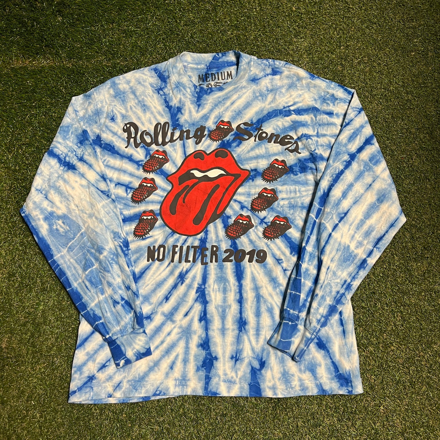CPFM Rolling Stone Blue Tie Dye Tee Size Medium USED x13306