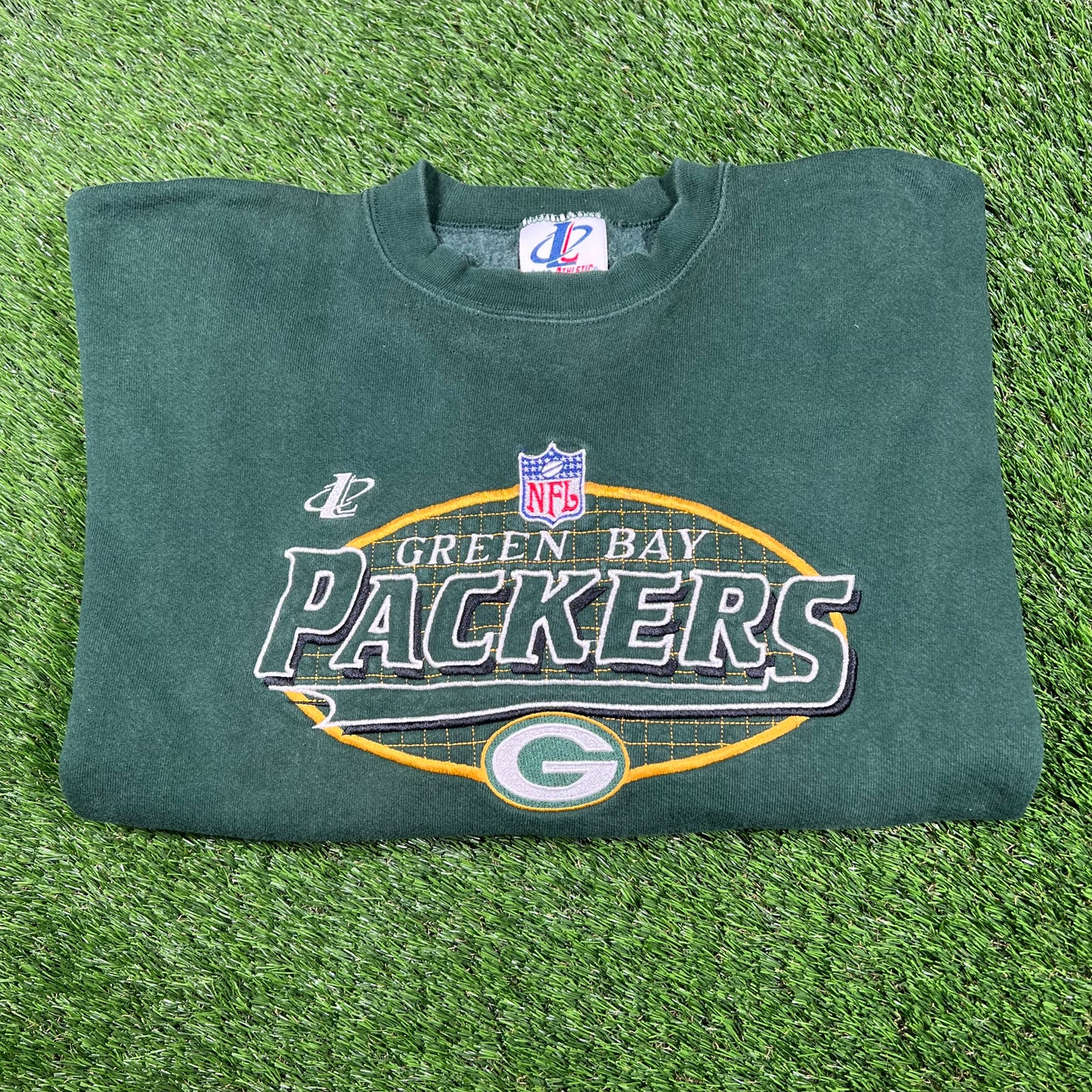 1990s Green Bay Packers Embroidered Logo Green Crewneck Size XL USED v16983
