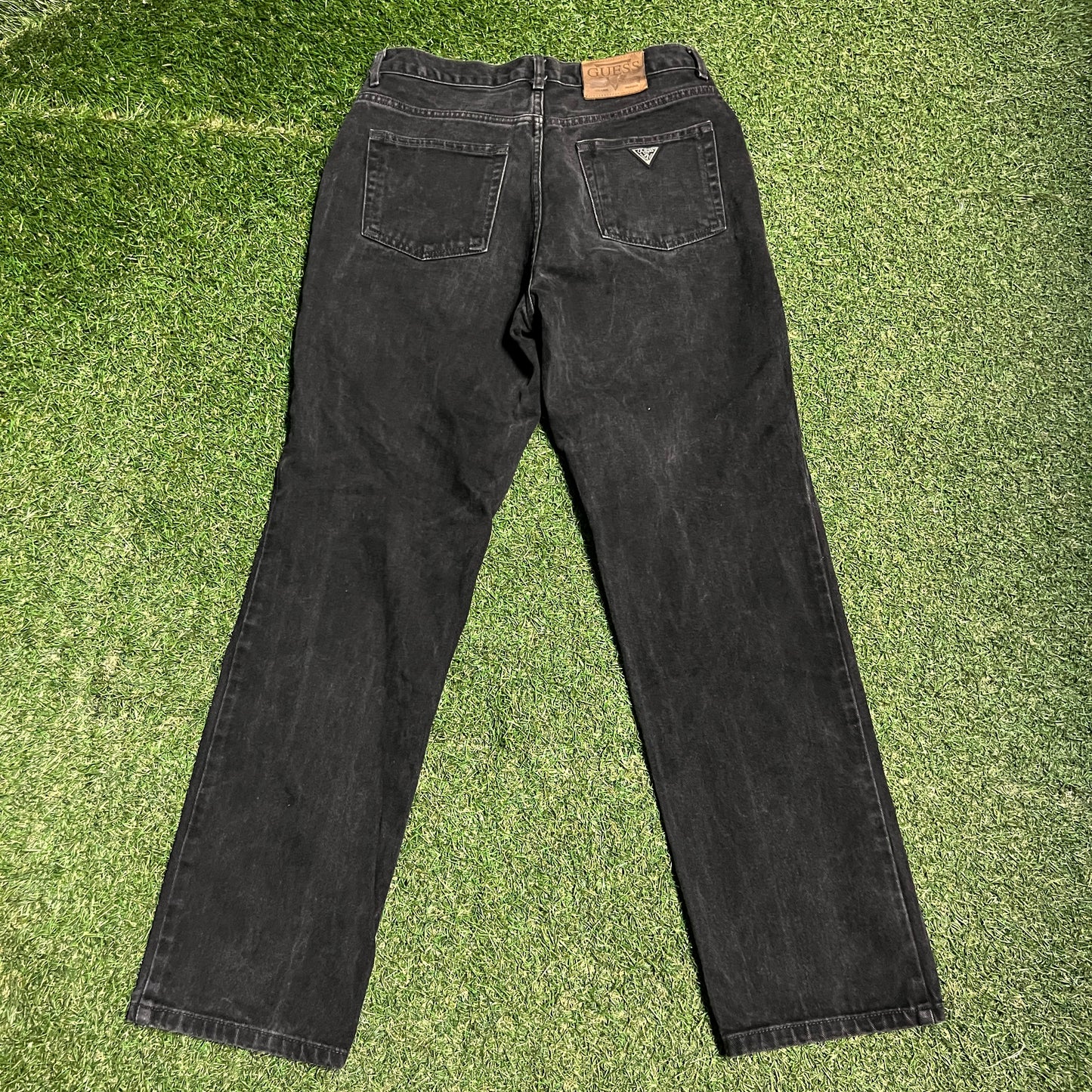 1990s Guess Classic Fit Black Jeans Size 32 USED v16329