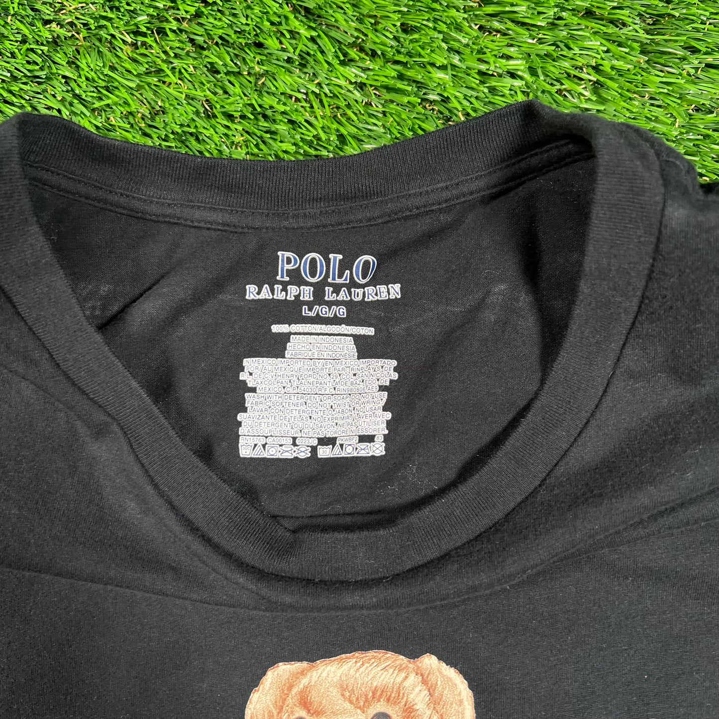 Polo Ralph Lauren Black Polo Bear Longsleeve "Lounge" Size Large USED v18542