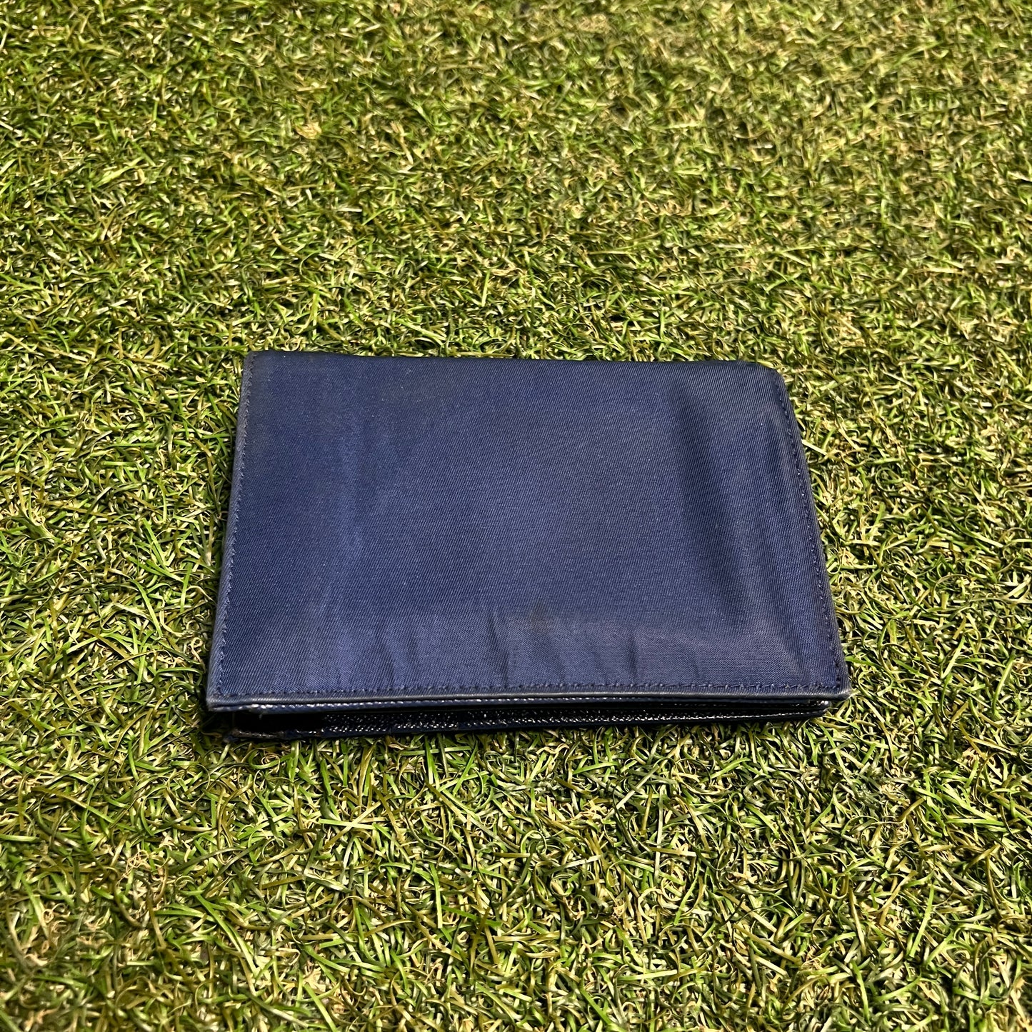 Y2K Prada Blue Nylon Fold Wallet USED x13984