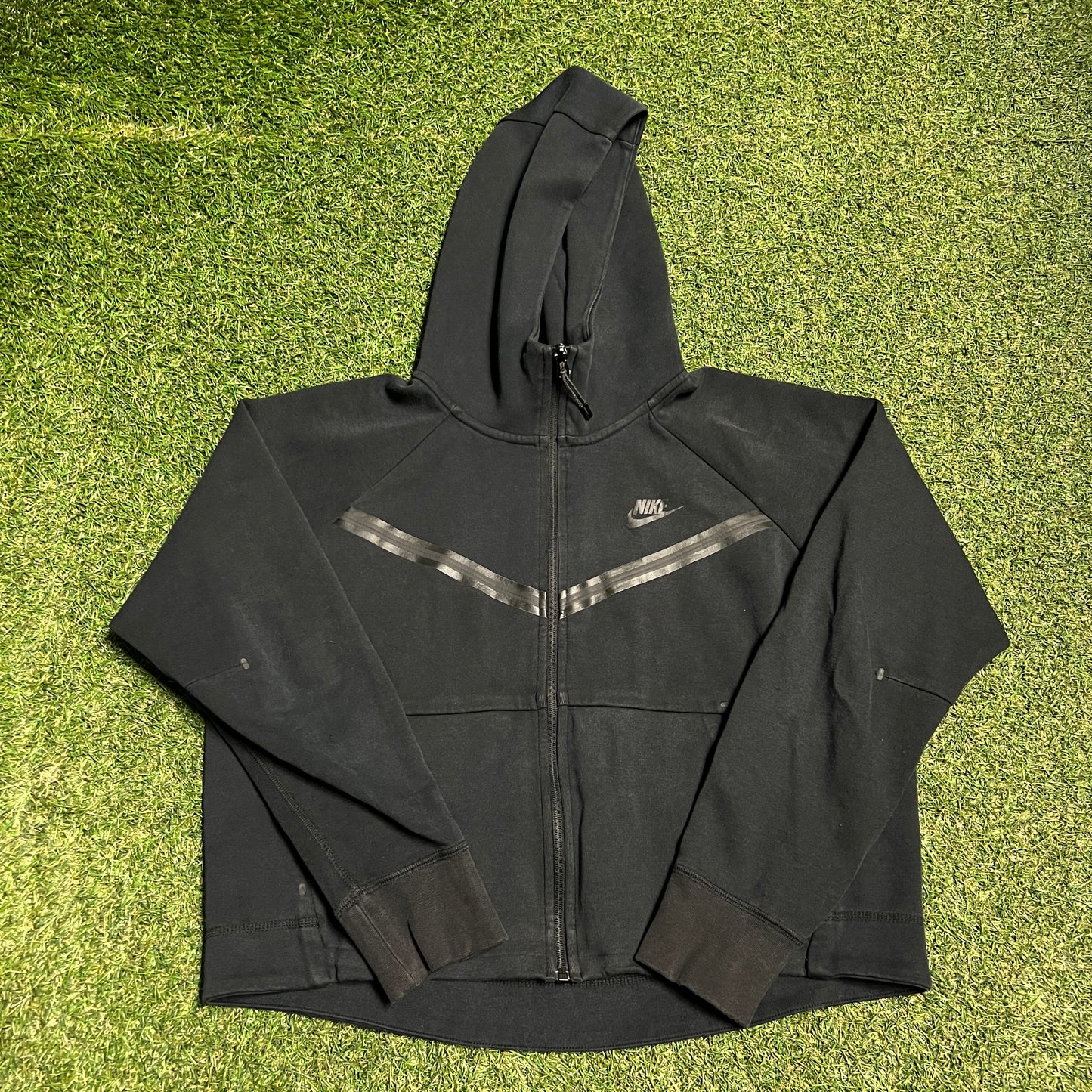 Nike Tech Black Zip Up Black Hoodie Size Medium USED v16482