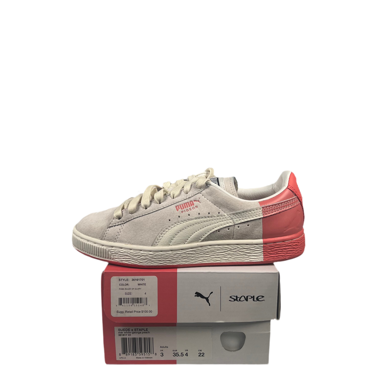 Puma Suede x Staple White (2016) Size 4 USED S18470