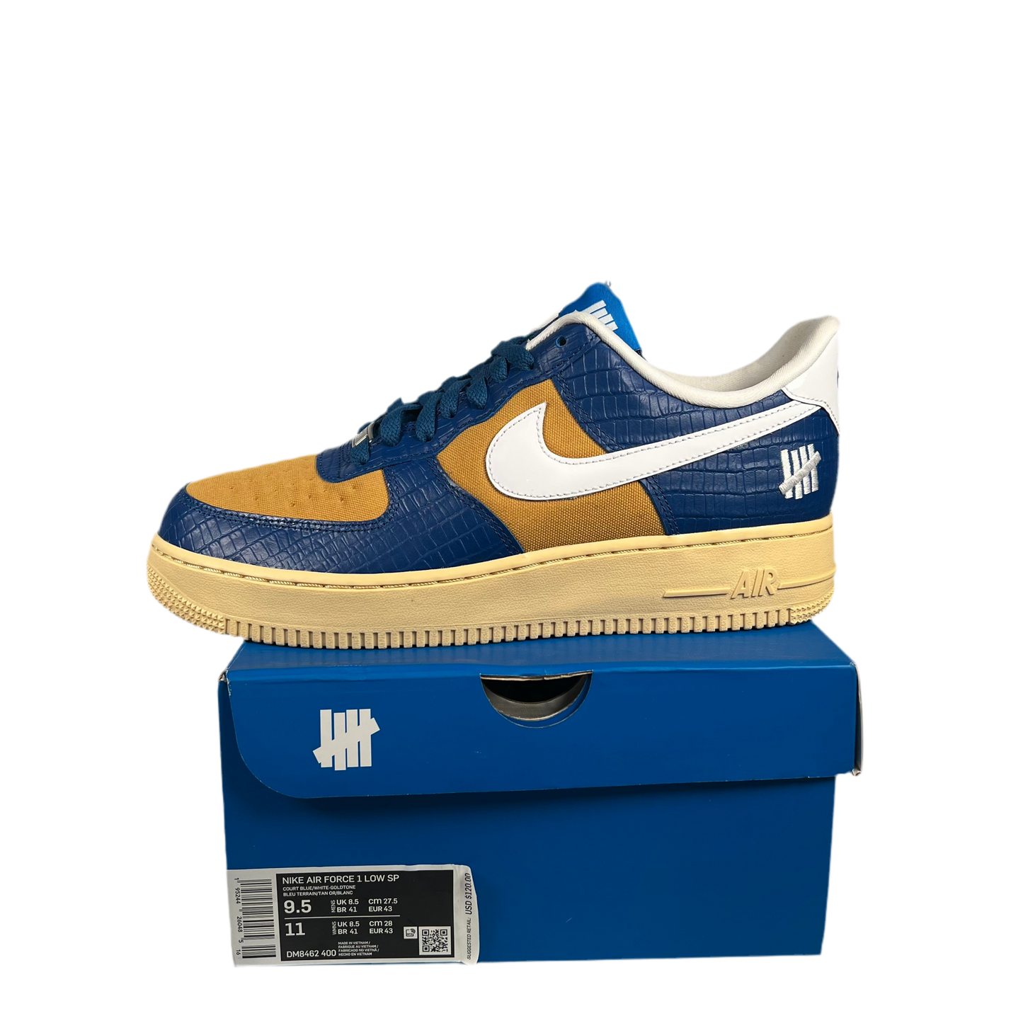 Nike Air Force One Low Undefeated 5 On It Blue Yellow (2021) Size 9.5 NEW s17972