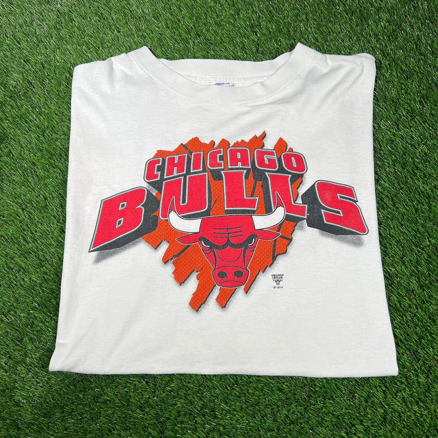 1990s Chicago Bulls Breaking Ball Starter Tag White Tee Size XXL USED v16725
