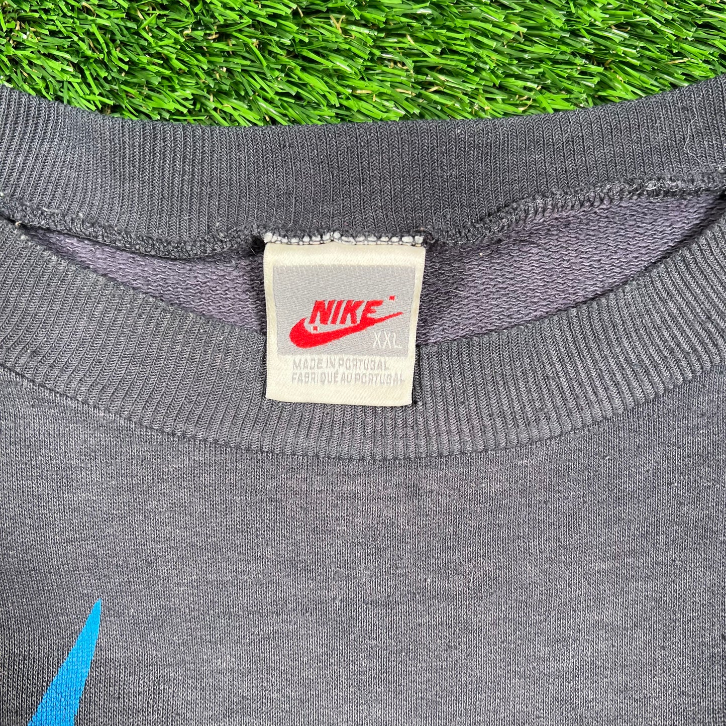 1990s Nike Grey Big Logo Crewneck White Tag Size XXL USED